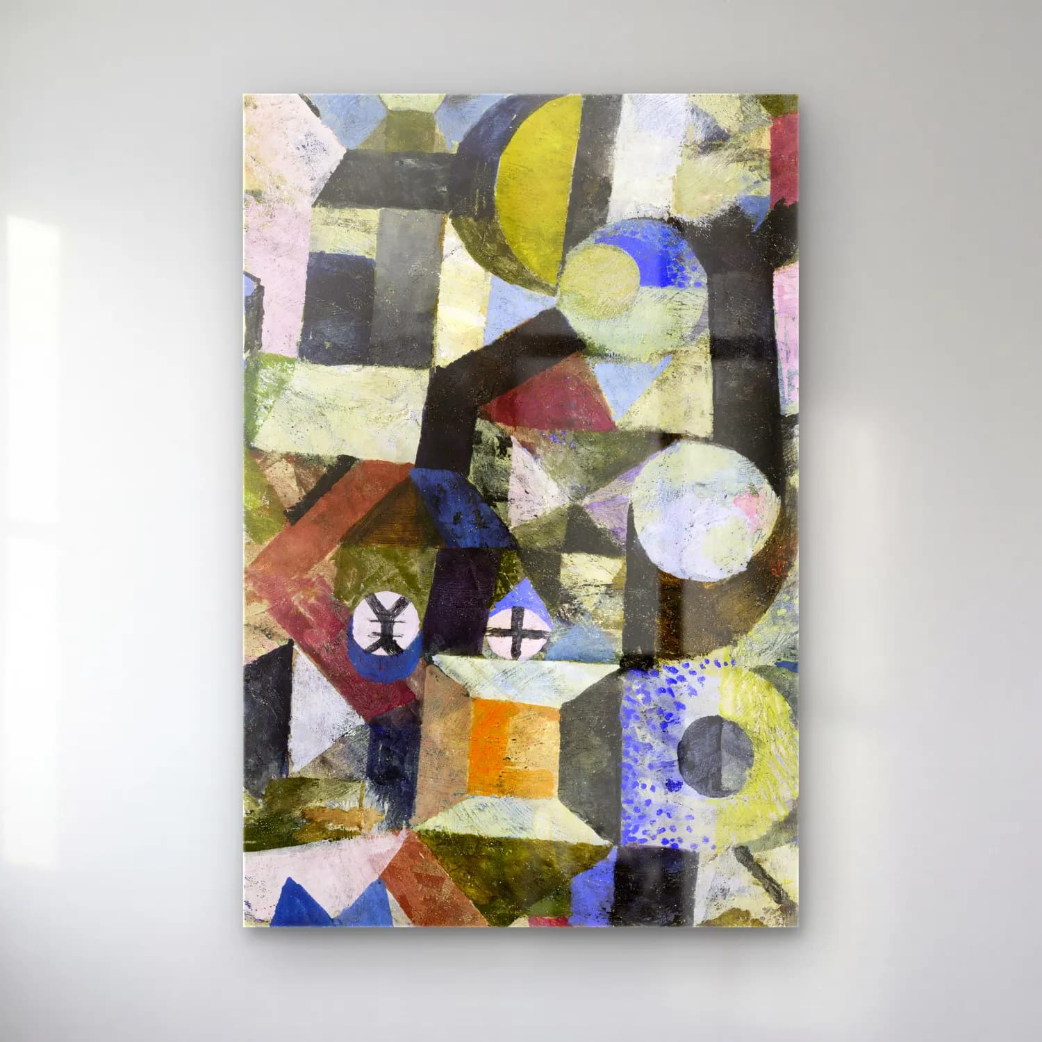 Paul Klee – Composition with the Yellow Half-Moon and the Y cam tablo — Paul Klee – Composition with the Yellow Half-Moon and the Y — modern soyut soyut formlar