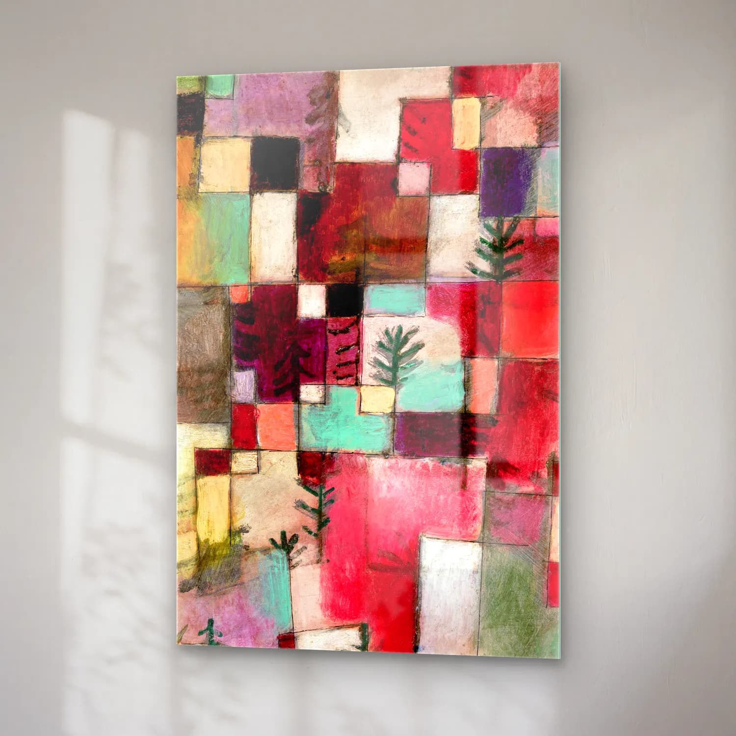 Paul Klee – Red green and Violet–Yellow Rhythms cam tablo — sağ açıdan görünüm