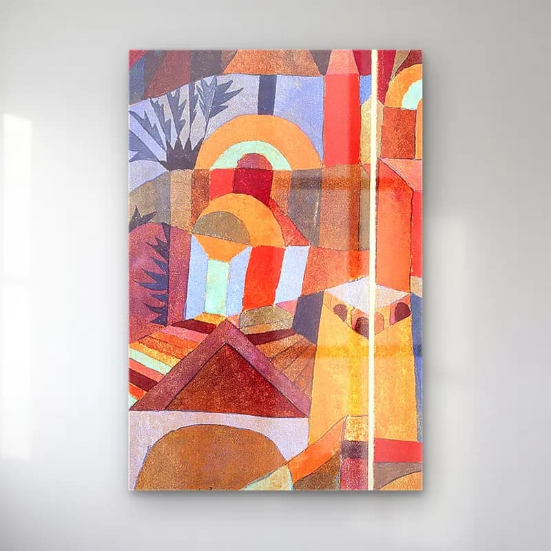 Paul Klee – Temple Gardens cam tablo — Paul Klee – Temple Gardens — boho soyut manzara