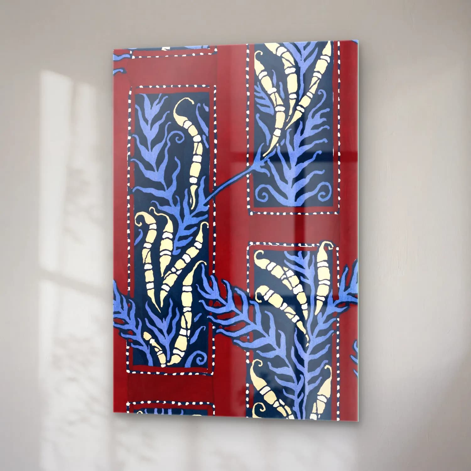 Boho Çiçek Deseni No. 99 cam tablo — sağ açıdan görünüm