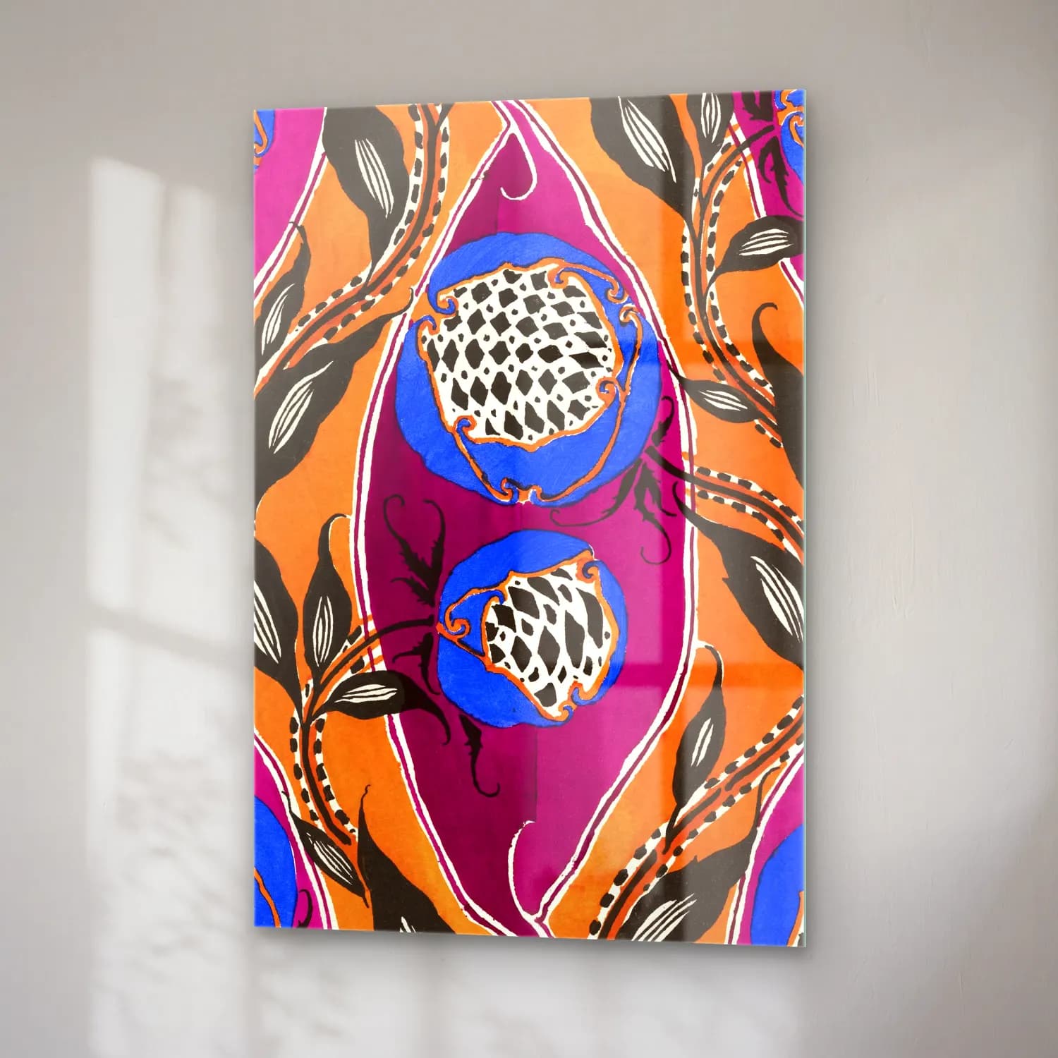 Boho Çiçek Deseni No. 100 cam tablo — sağ açıdan görünüm