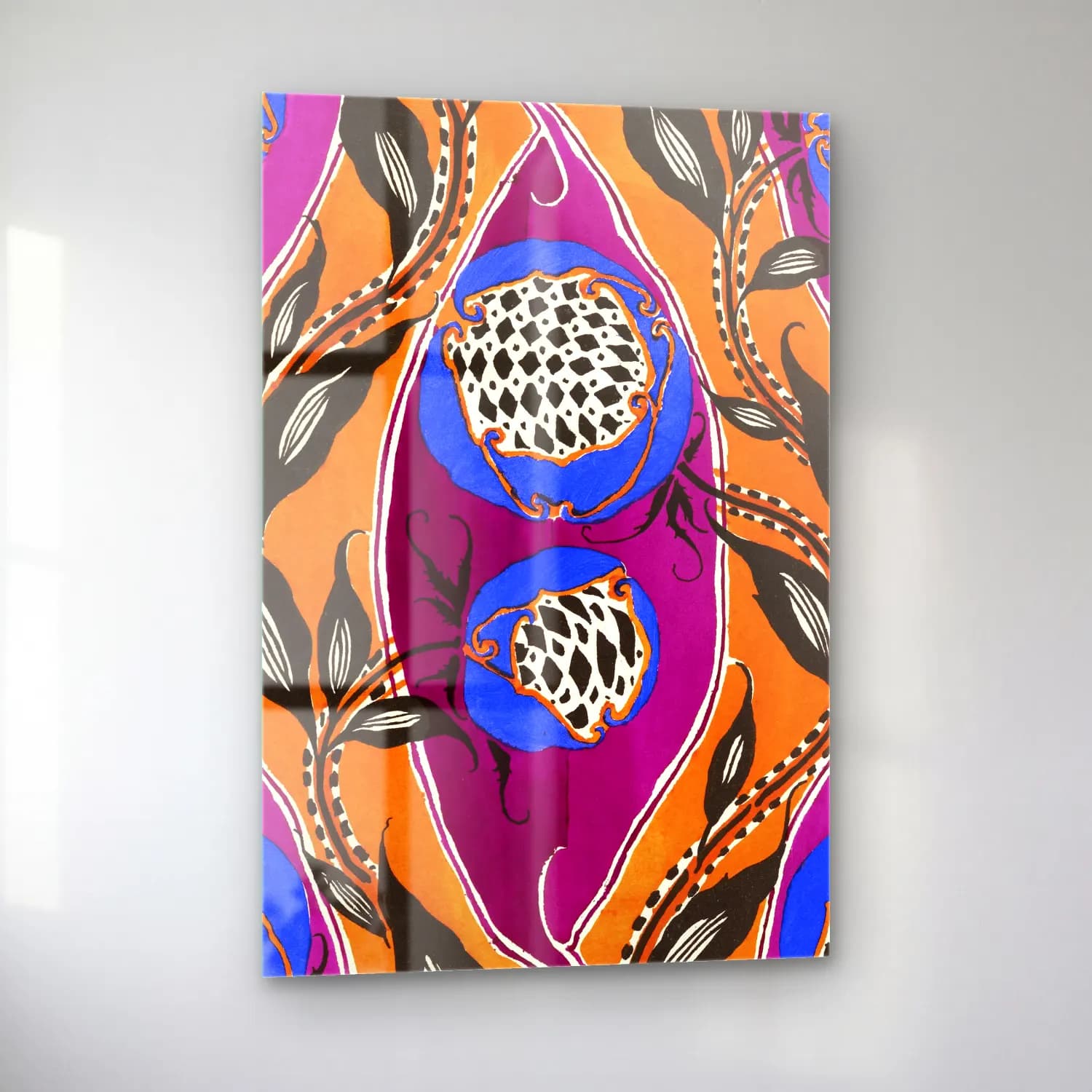 Boho Çiçek Deseni No. 100 cam tablo — sol açıdan görünüm