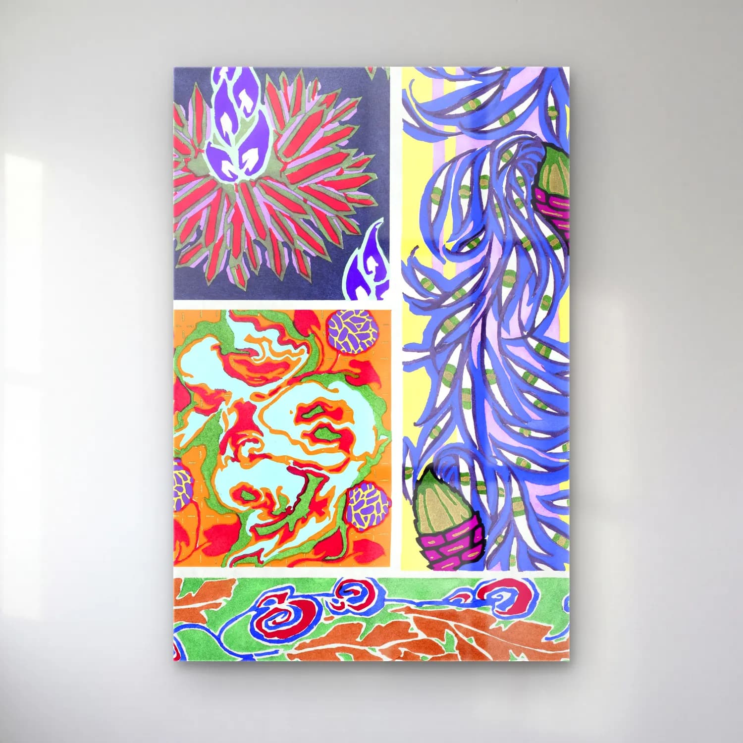 Maksimalist Çiçek Deseni No. 24 cam tablo — Maksimalist Çiçek Deseni No. 24 — maksimalist çiçek deseni