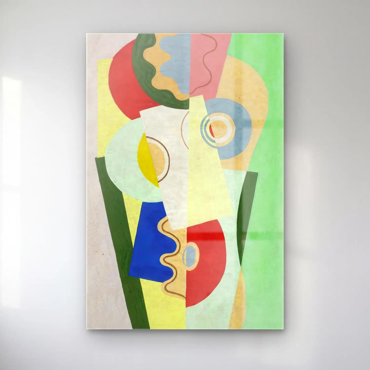 Georges Valmier – Bouquet de fleurs – Yeşil Tonlar cam tablo — Georges Valmier – Bouquet de fleurs – Yeşil Tonlar — modern soyut soyut formlar