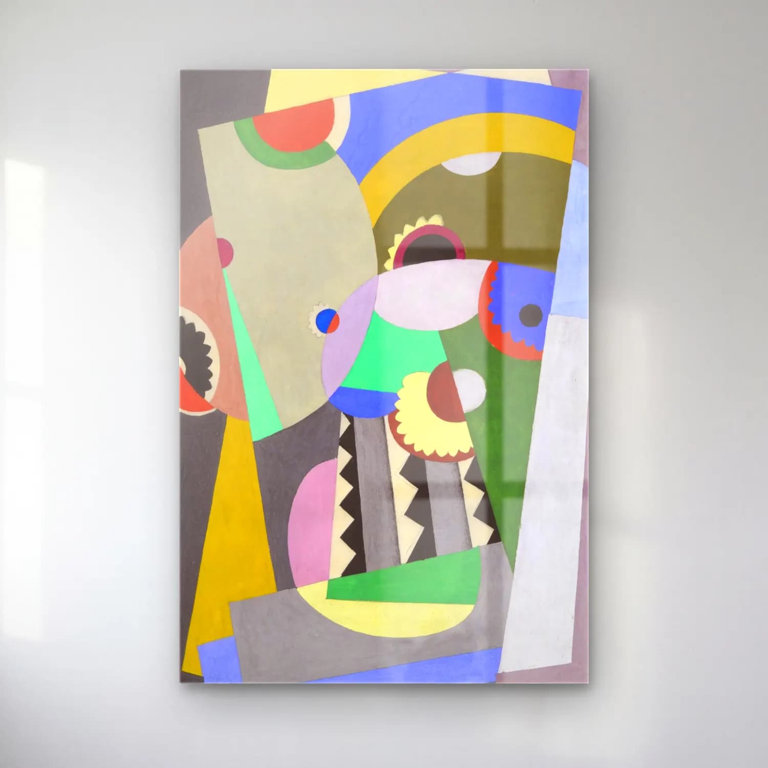 Georges Valmier – Composition – Yeşil Tonlar cam tablo — Georges Valmier – Composition – Yeşil Tonlar — modern soyut soyut formlar