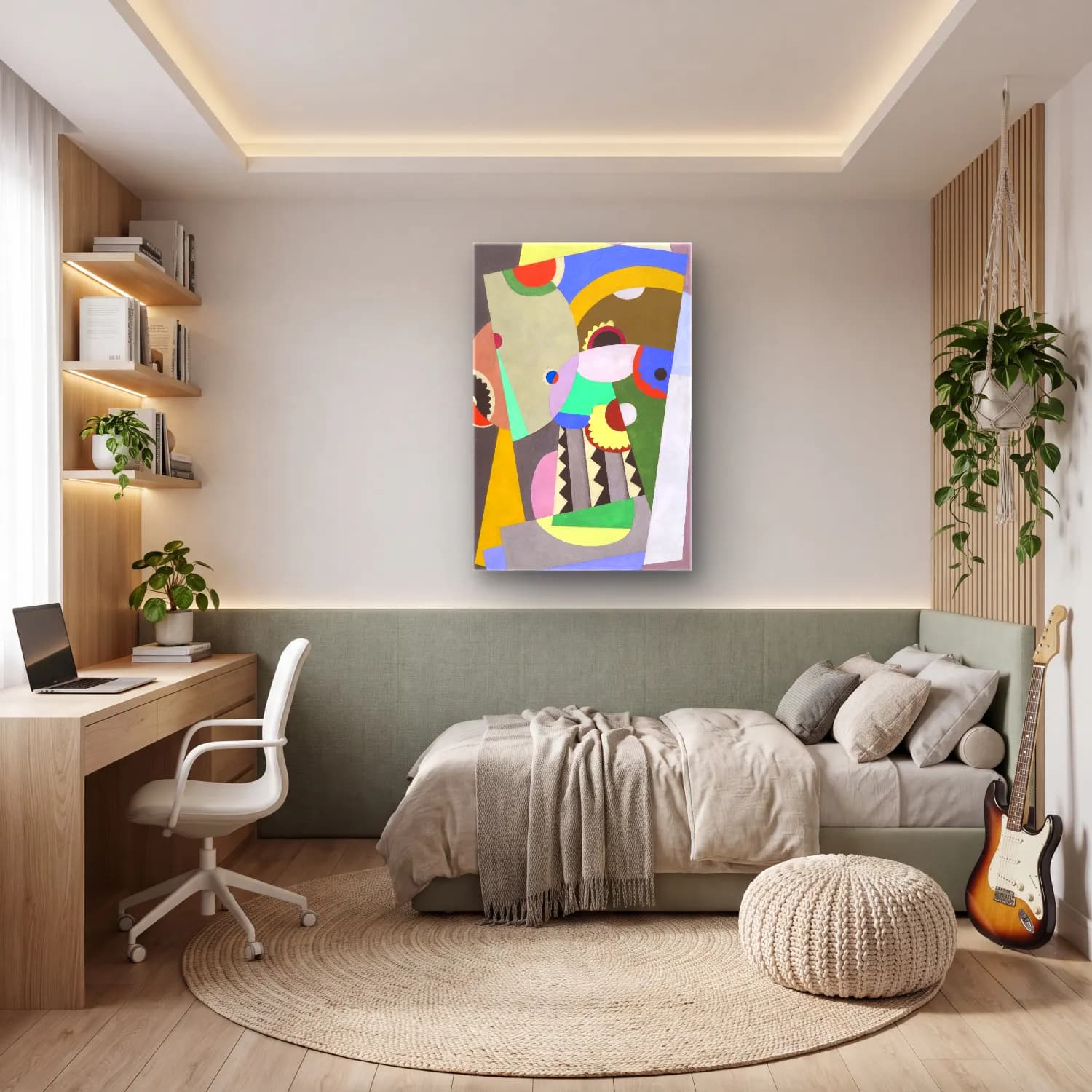 Georges Valmier – Composition – Yeşil Tonlar cam tablo — genç odasında
