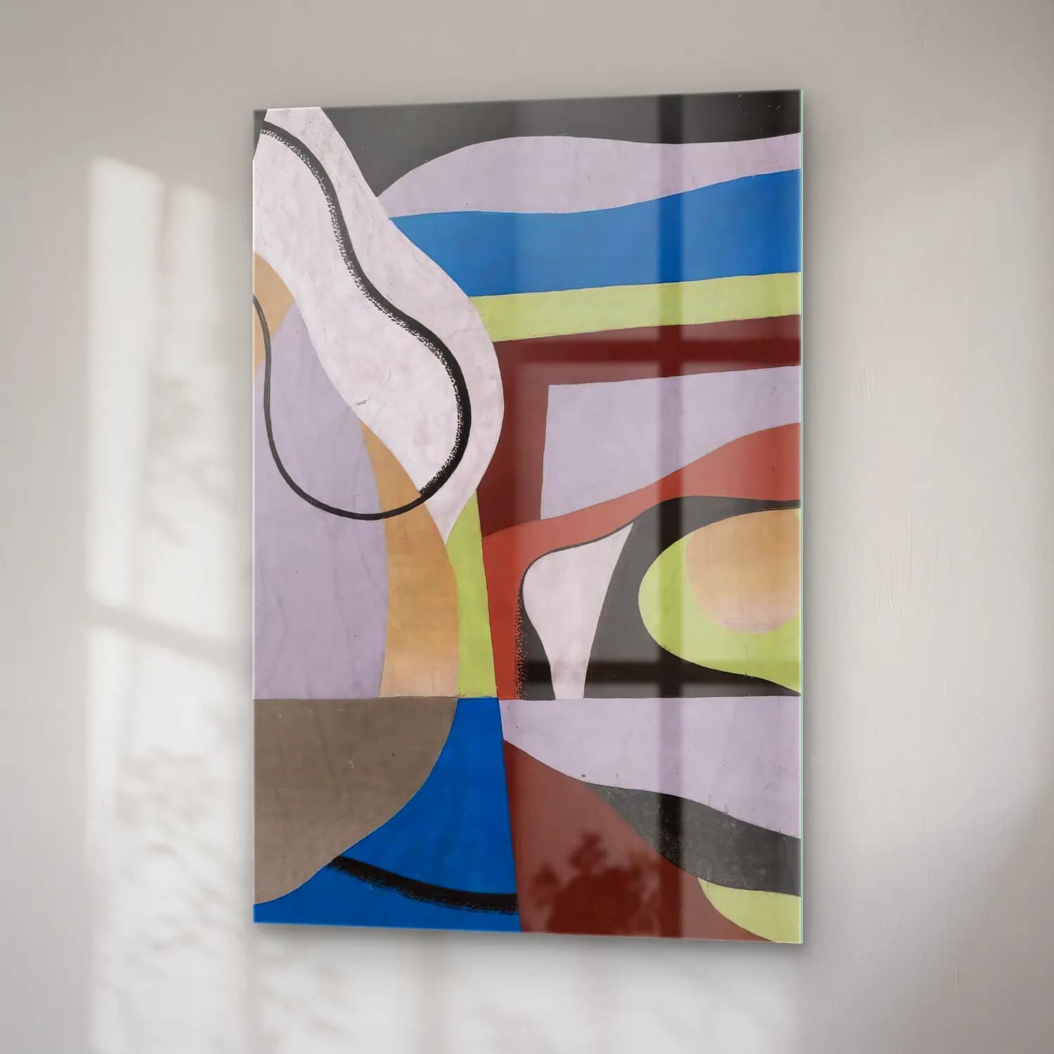 Georges Valmier – Composition, Motif Decoratif (circa 1925-1930) – Mavi Tonlar cam tablo — sağ açıdan görünüm