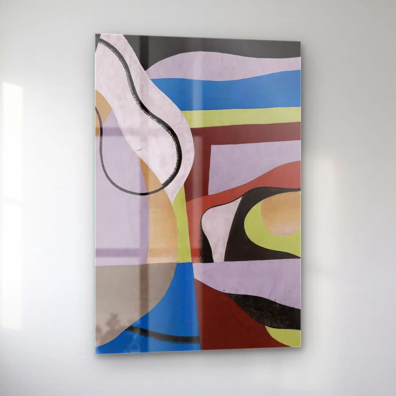 Georges Valmier – Composition, Motif Decoratif (circa 1925-1930) – Mavi Tonlar cam tablo — sol açıdan görünüm