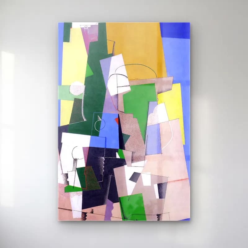 Georges Valmier – Cubist Composition – Yeşil Tonlar cam tablo — Georges Valmier – Cubist Composition – Yeşil Tonlar — modern soyut soyut formlar