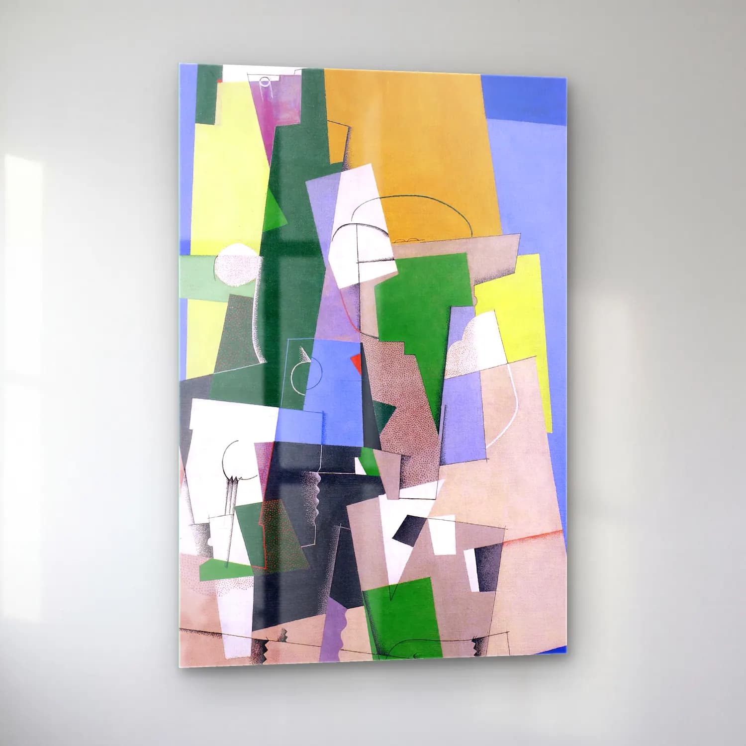 Georges Valmier – Cubist Composition – Yeşil Tonlar cam tablo — sol açıdan görünüm