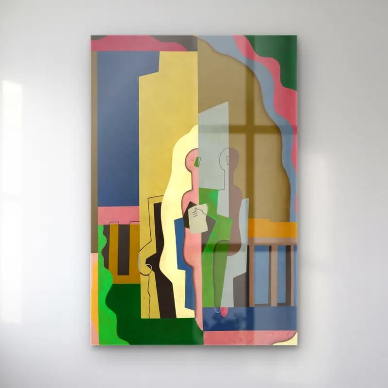 Georges Valmier – Lavans-lès-Saint-Claude, Jura, Femmes au balcon cam tablo — Georges Valmier – Lavans-lès-Saint-Claude, Jura, Femmes au balcon — modern soyut aşıklar