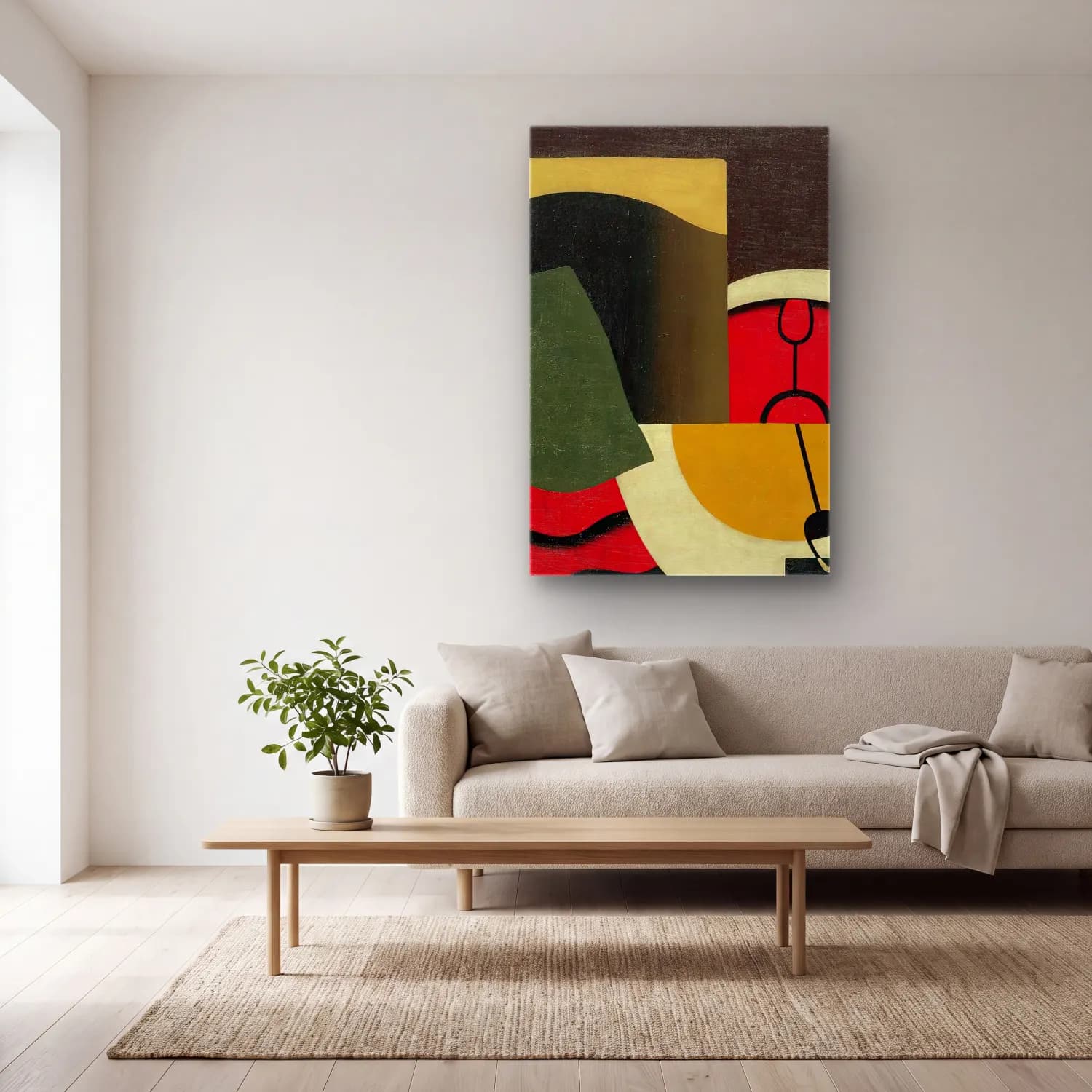 Georges Valmier – Le Temps ( 1929) – Yeşil Tonlar cam tablo — açık renk salonda