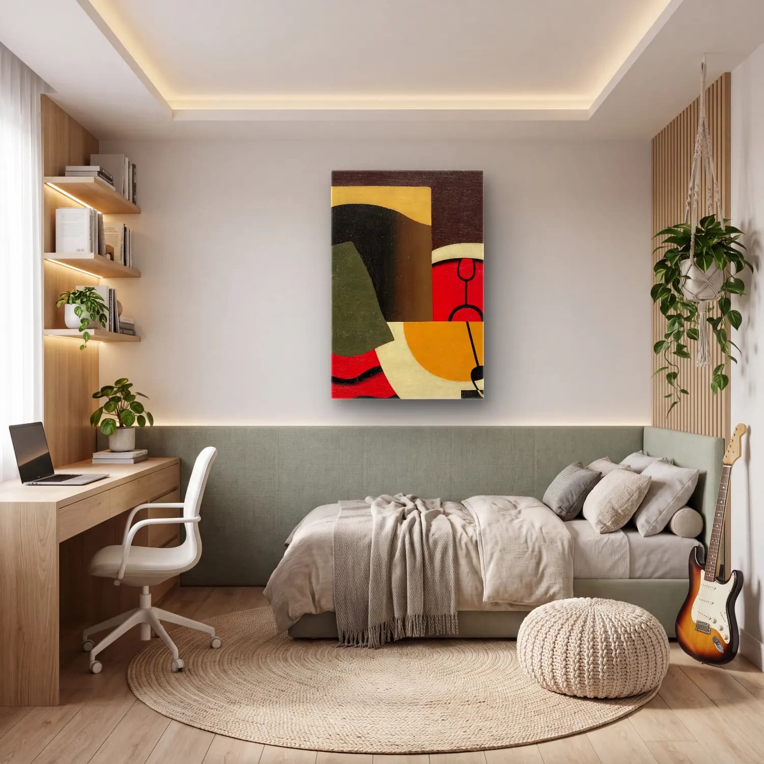 Georges Valmier – Le Temps ( 1929) – Yeşil Tonlar cam tablo — genç odasında