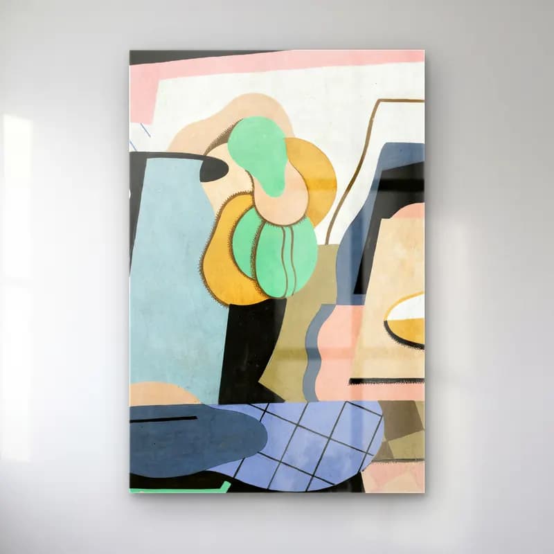 Georges Valmier – Nature Morte – Turkuaz Tonlar cam tablo — Georges Valmier – Nature Morte – Turkuaz Tonlar — modern soyut soyut formlar