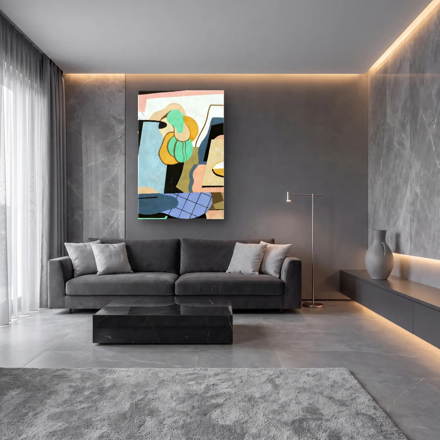 Georges Valmier – Nature Morte – Turkuaz Tonlar cam tablo — lüks salon duvarında