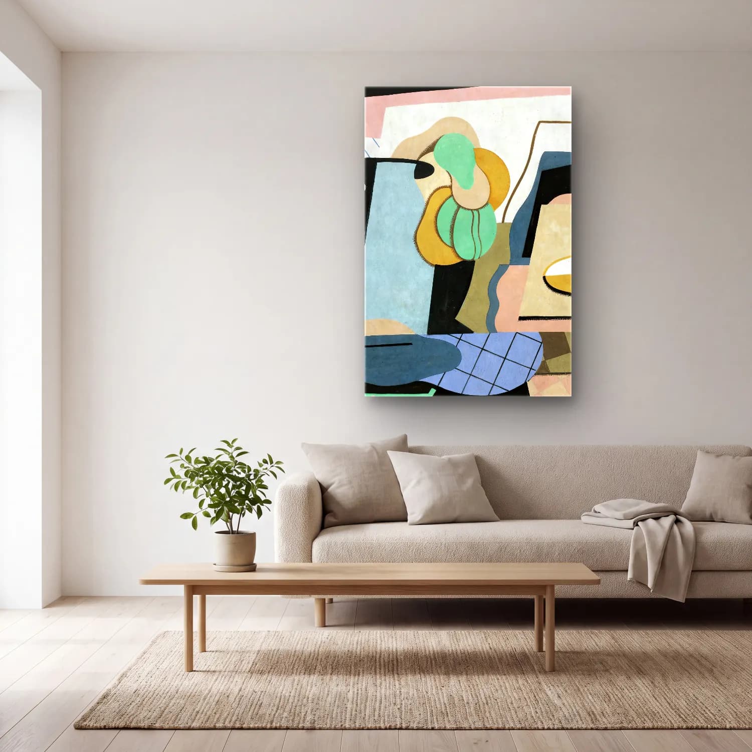 Georges Valmier – Nature Morte – Turkuaz Tonlar cam tablo — açık renk salonda