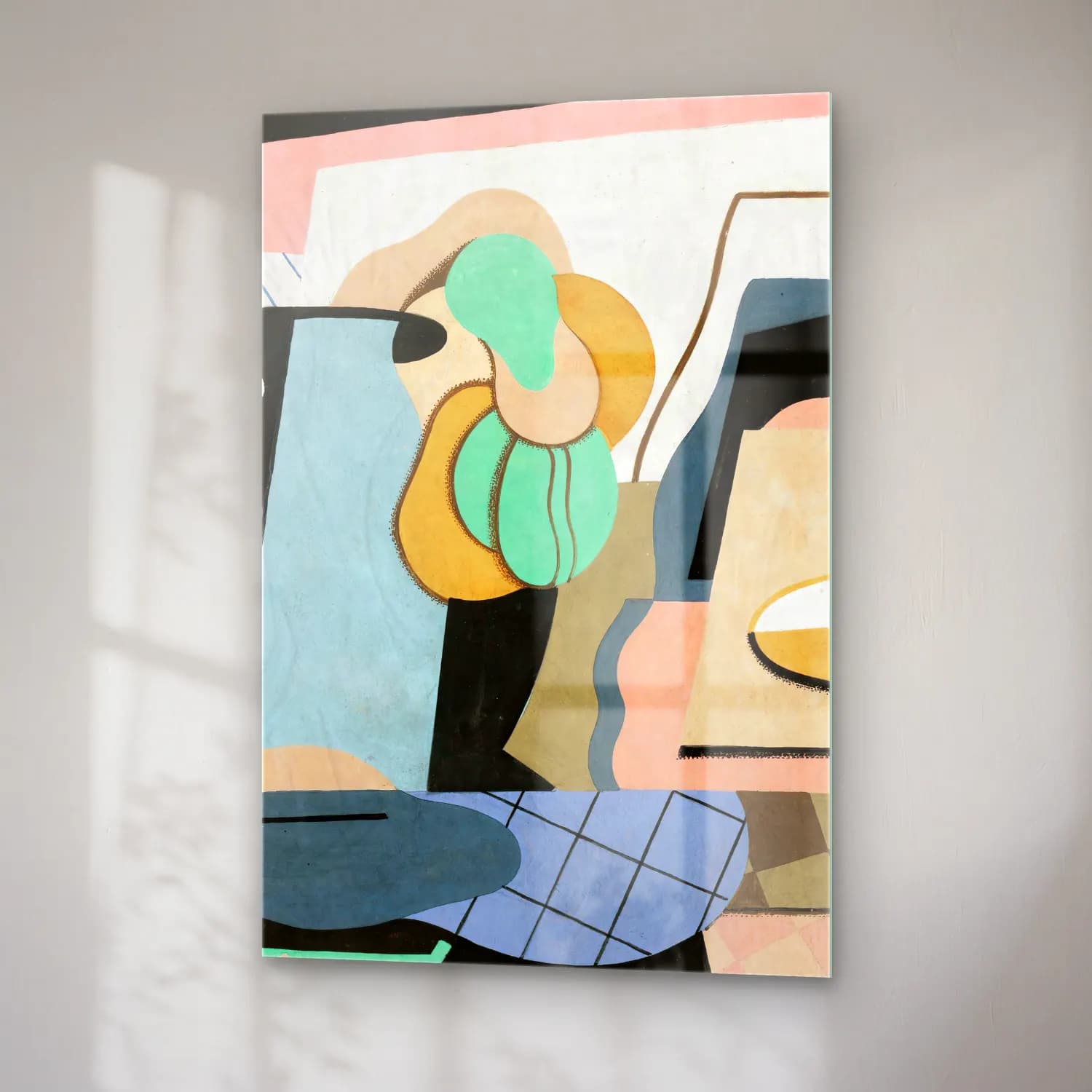 Georges Valmier – Nature Morte – Turkuaz Tonlar cam tablo — sağ açıdan görünüm