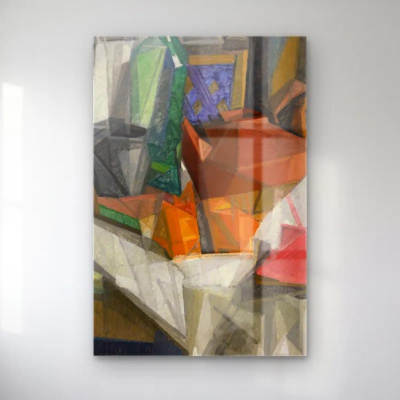 Georges Valmier – Nature Morte No – Turuncu Tonlar cam tablo — Georges Valmier – Nature Morte No – Turuncu Tonlar — modern soyut soyut formlar