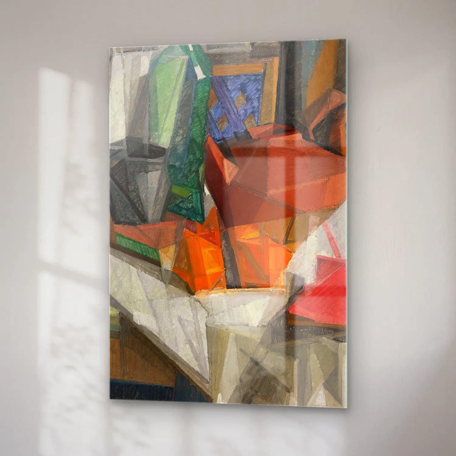 Georges Valmier – Nature Morte No – Turuncu Tonlar cam tablo — sağ açıdan görünüm