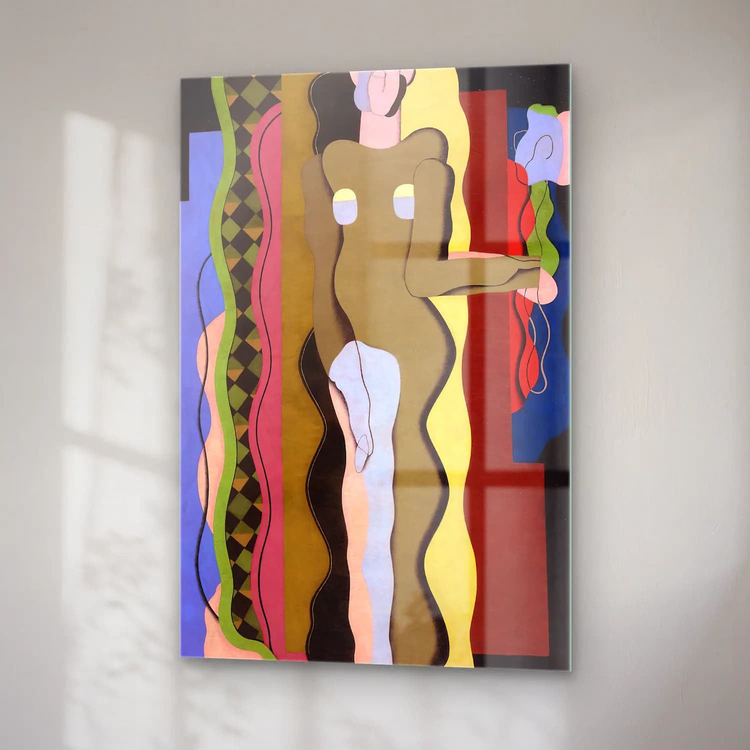 Georges Valmier – Nude with a flower – Bej Tonlar cam tablo — sağ açıdan görünüm
