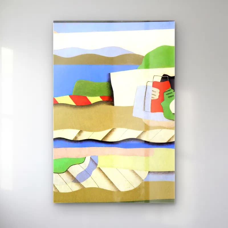 Georges Valmier – Reclining girl – Bej Tonlar cam tablo — Georges Valmier – Reclining girl – Bej Tonlar — modern soyut soyut manzara
