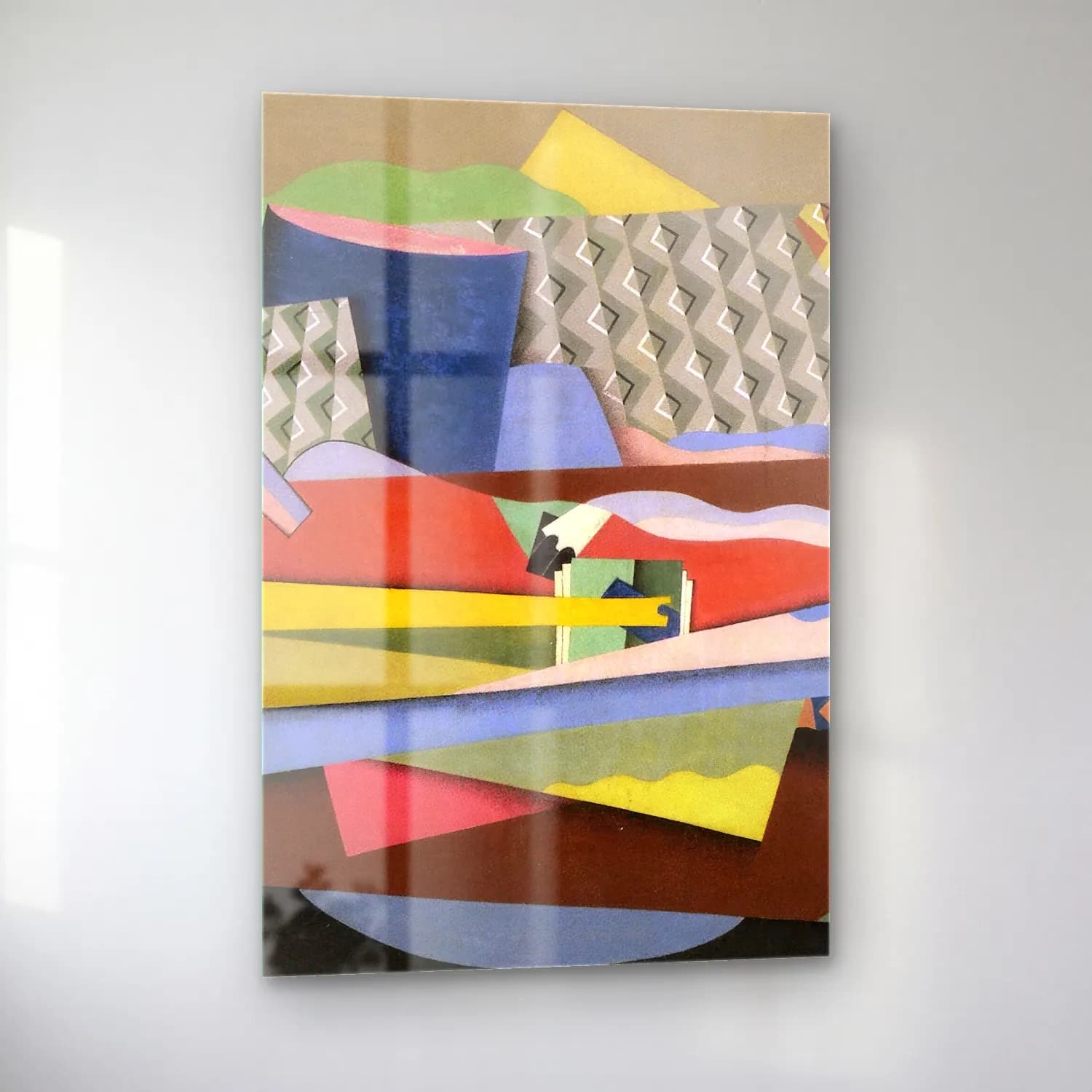 Georges Valmier – Reclining woman – Pembe Tonlar cam tablo — sol açıdan görünüm