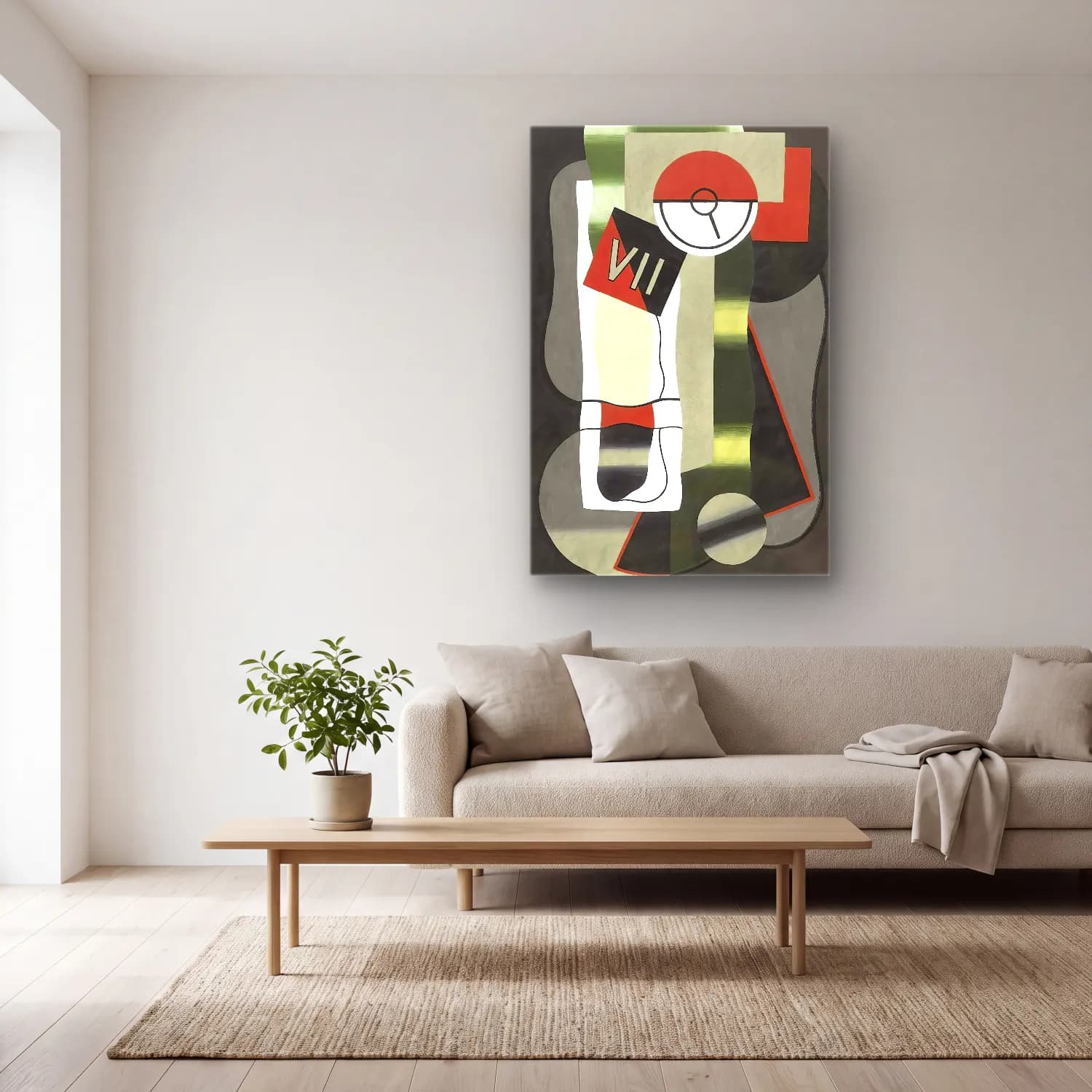 Georges Valmier – Time – Siyah Beyaz Tonlar cam tablo — açık renk salonda