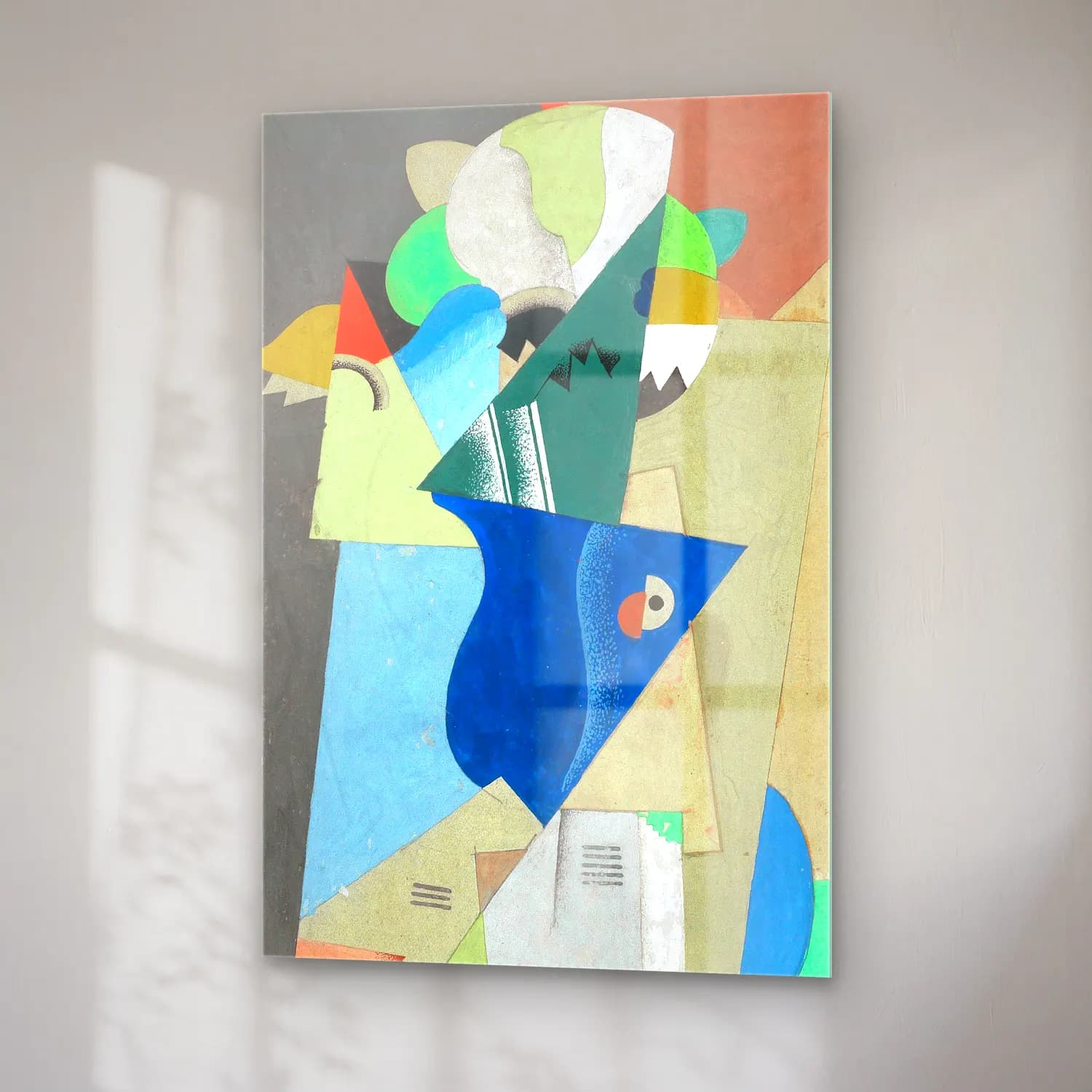 Georges Valmier – Vase de fleurs – Mavi Tonlar cam tablo — sağ açıdan görünüm