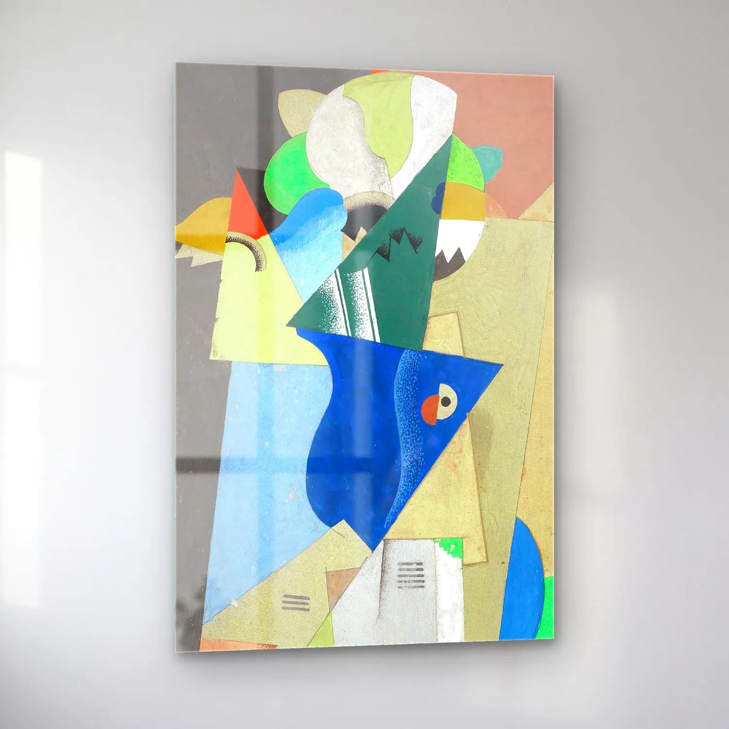 Georges Valmier – Vase de fleurs – Mavi Tonlar cam tablo — sol açıdan görünüm