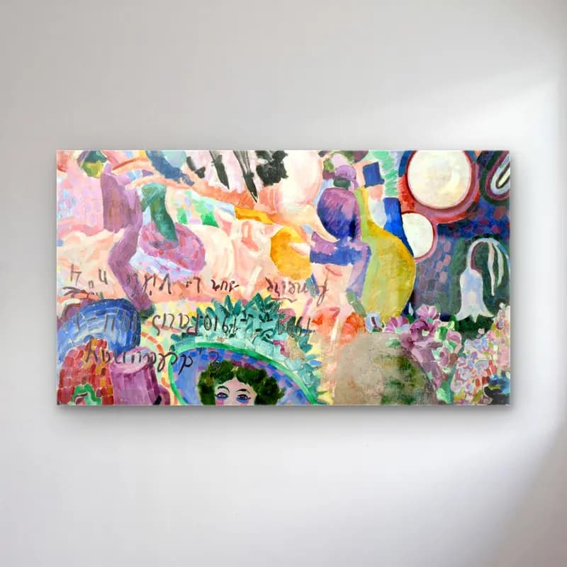 Robert Delaunay – Carousel of Pigs – Pembe Tonlar cam tablo — Robert Delaunay – Carousel of Pigs – Pembe Tonlar — empresyonist çiçek pazarı