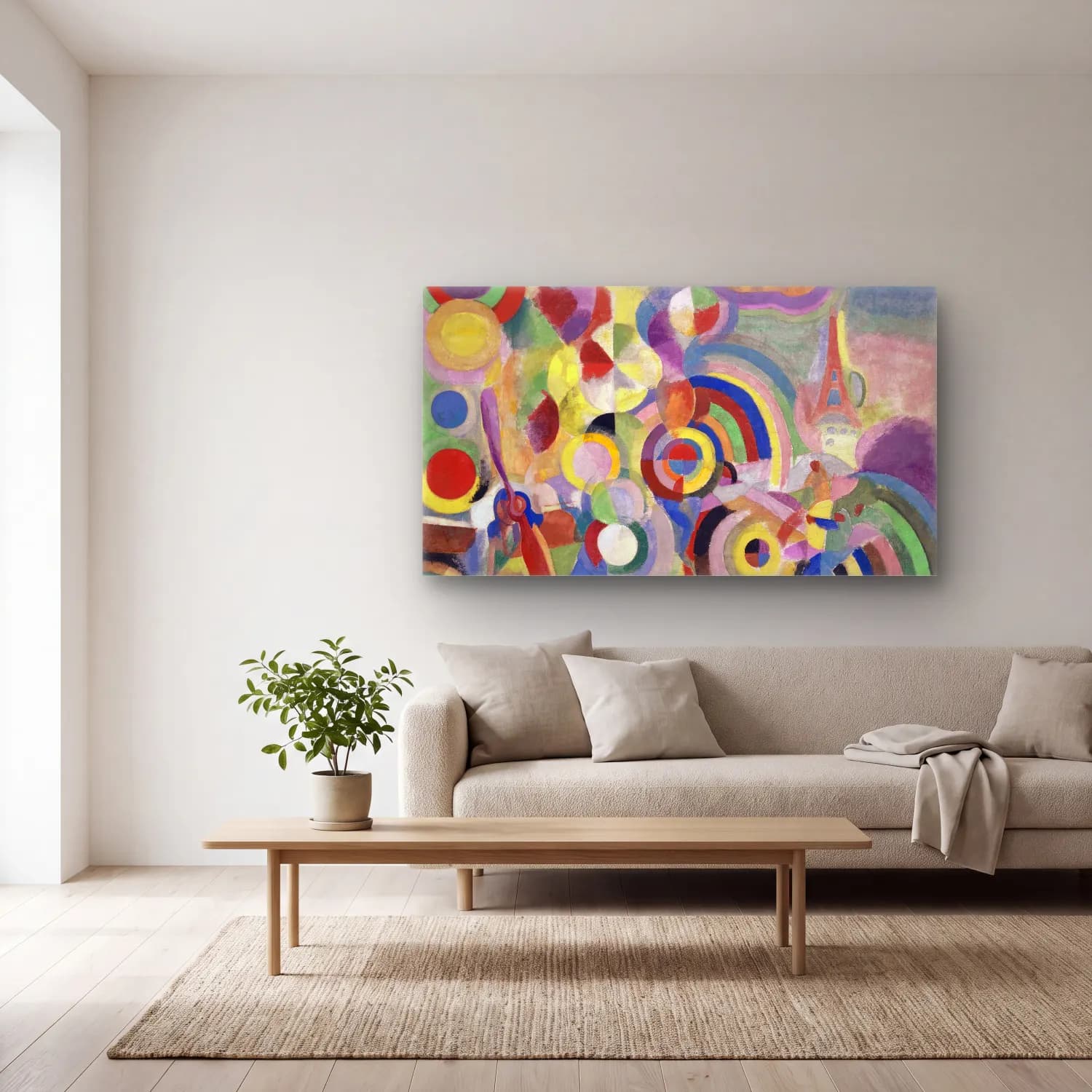Robert Delaunay – Homage to Blériot cam tablo — açık renk salonda