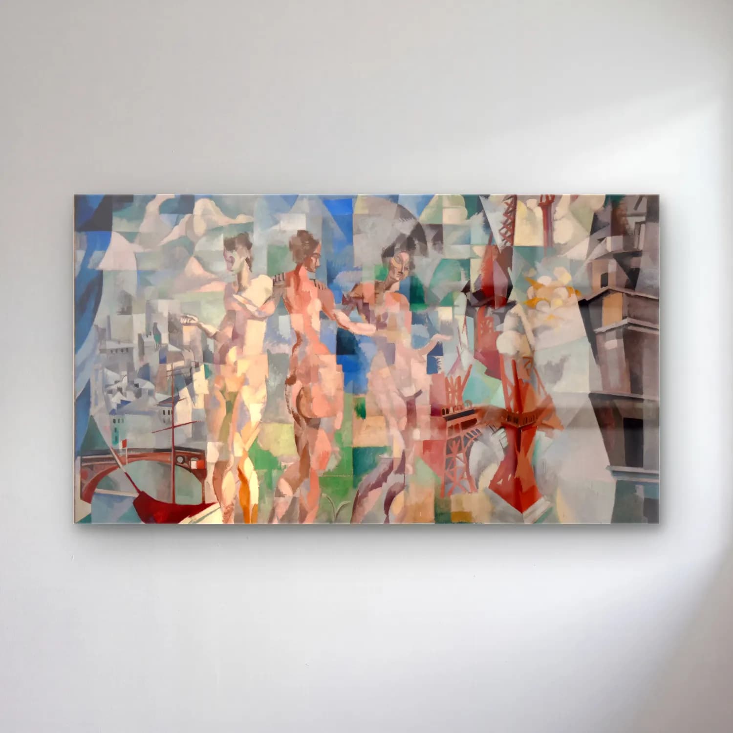 Robert Delaunay – La Ville de Paris – Bej Tonlar cam tablo — Robert Delaunay – La Ville de Paris – Bej Tonlar — modern soyut dansçılar