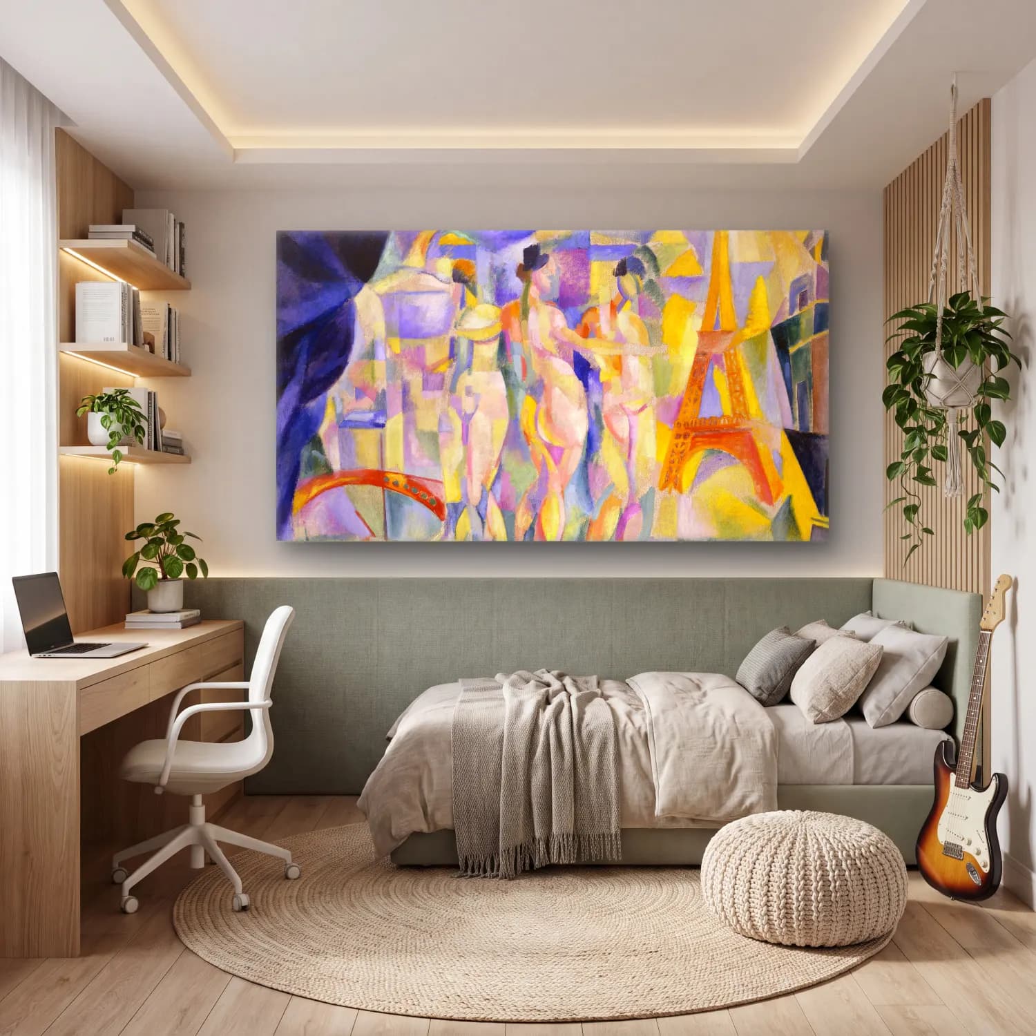 Robert Delaunay – La ville de Paris – Sarı Tonlar cam tablo — genç odasında