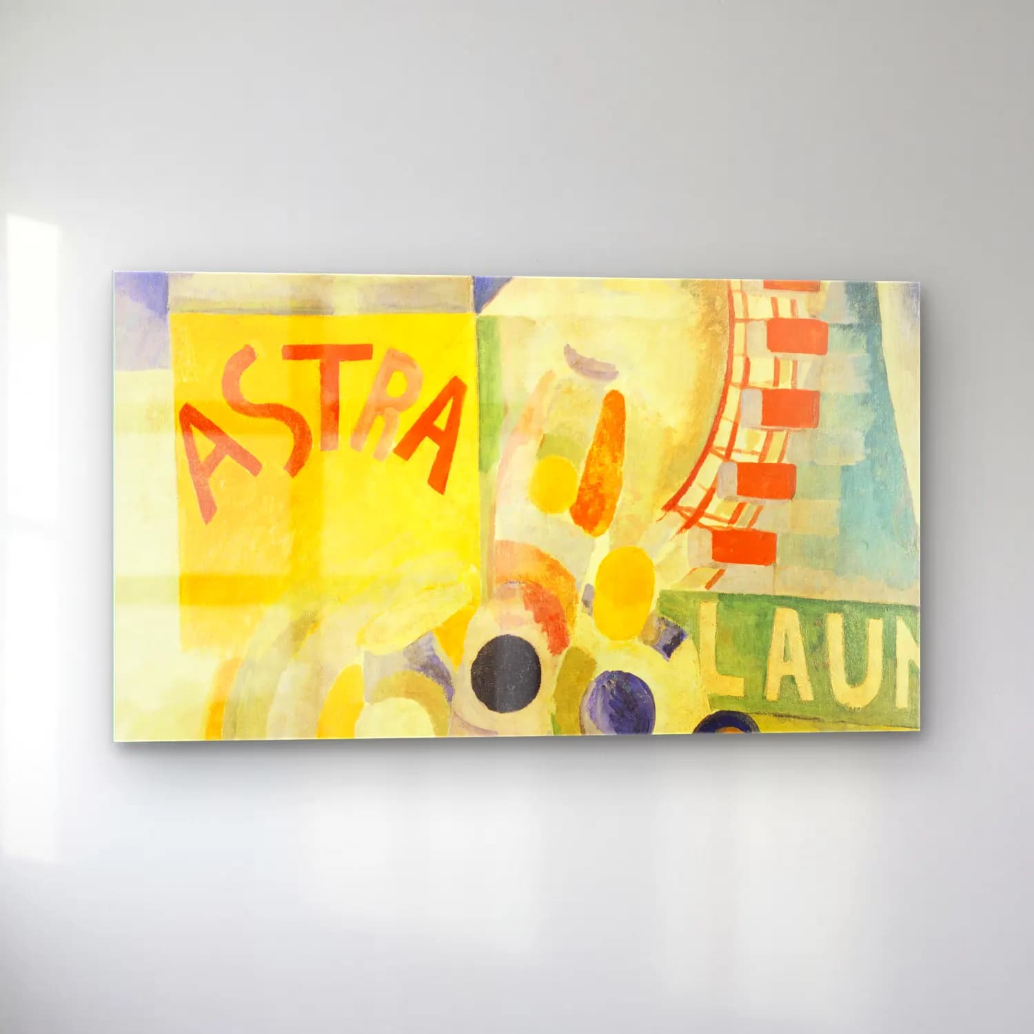 Robert Delaunay – L’Équipe de Cardiff – Sarı Tonlar cam tablo — sol açıdan görünüm