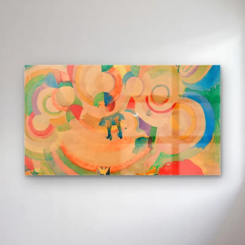 Robert Delaunay – Manège de cochons – Turuncu Tonlar cam tablo — Robert Delaunay – Manège de cochons – Turuncu Tonlar — modern soyut soyut formlar