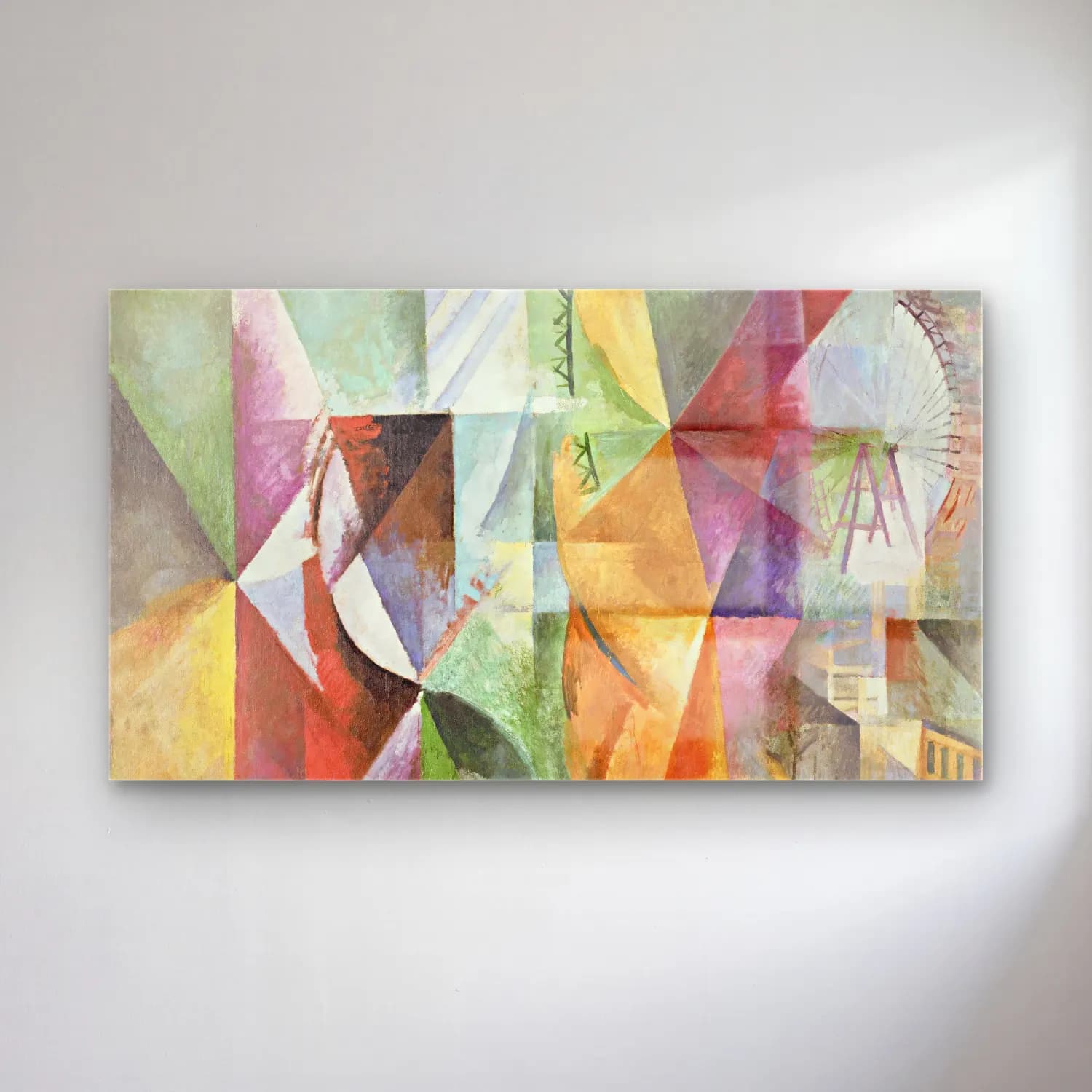 Robert Delaunay – The Three Windows, the Tower and the Wheel – Yeşil Tonlar cam tablo — Robert Delaunay – The Three Windows, the Tower and the Wheel – Yeşil Tonlar — modern soyut soyut formlar