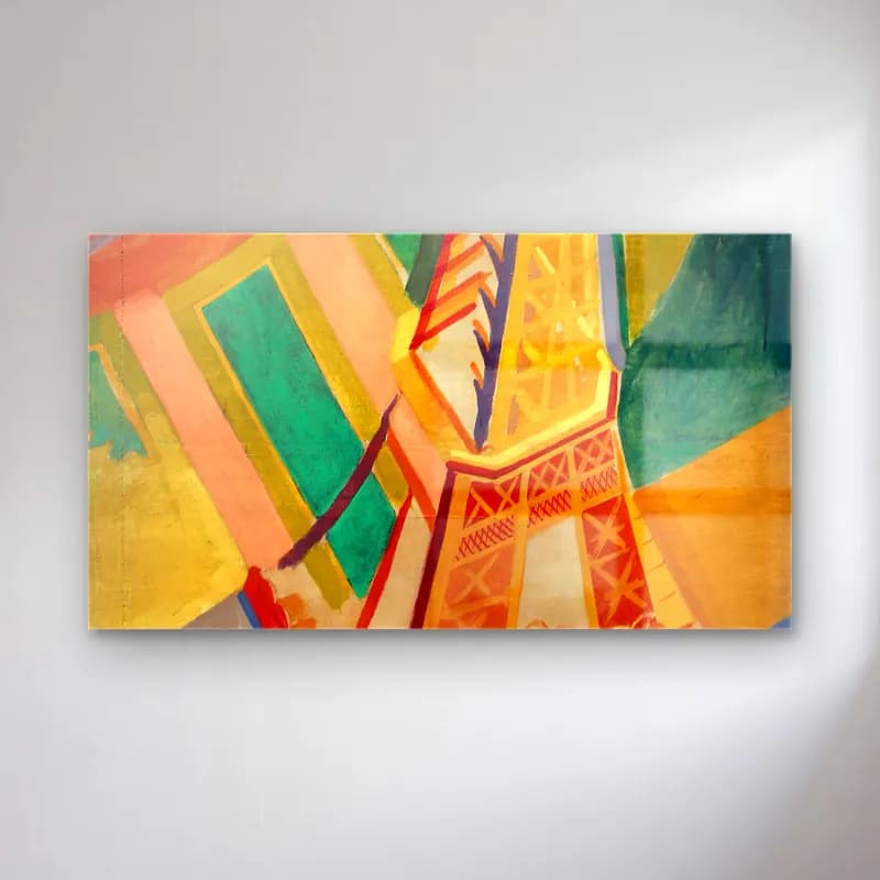 Robert Delaunay – Tour Eiffel – Sarı Tonlar cam tablo — Robert Delaunay – Tour Eiffel – Sarı Tonlar — maksimalist paris ve eyfel kulesi