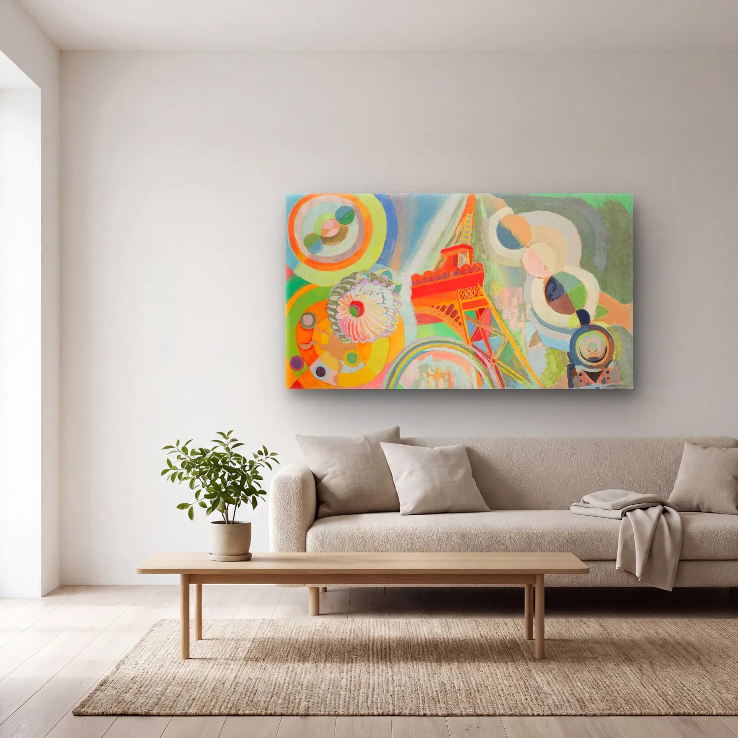 Robert Delaunay – Étude pour ‘Air, fer et eau’ – Pastel Tonlar cam tablo — açık renk salonda