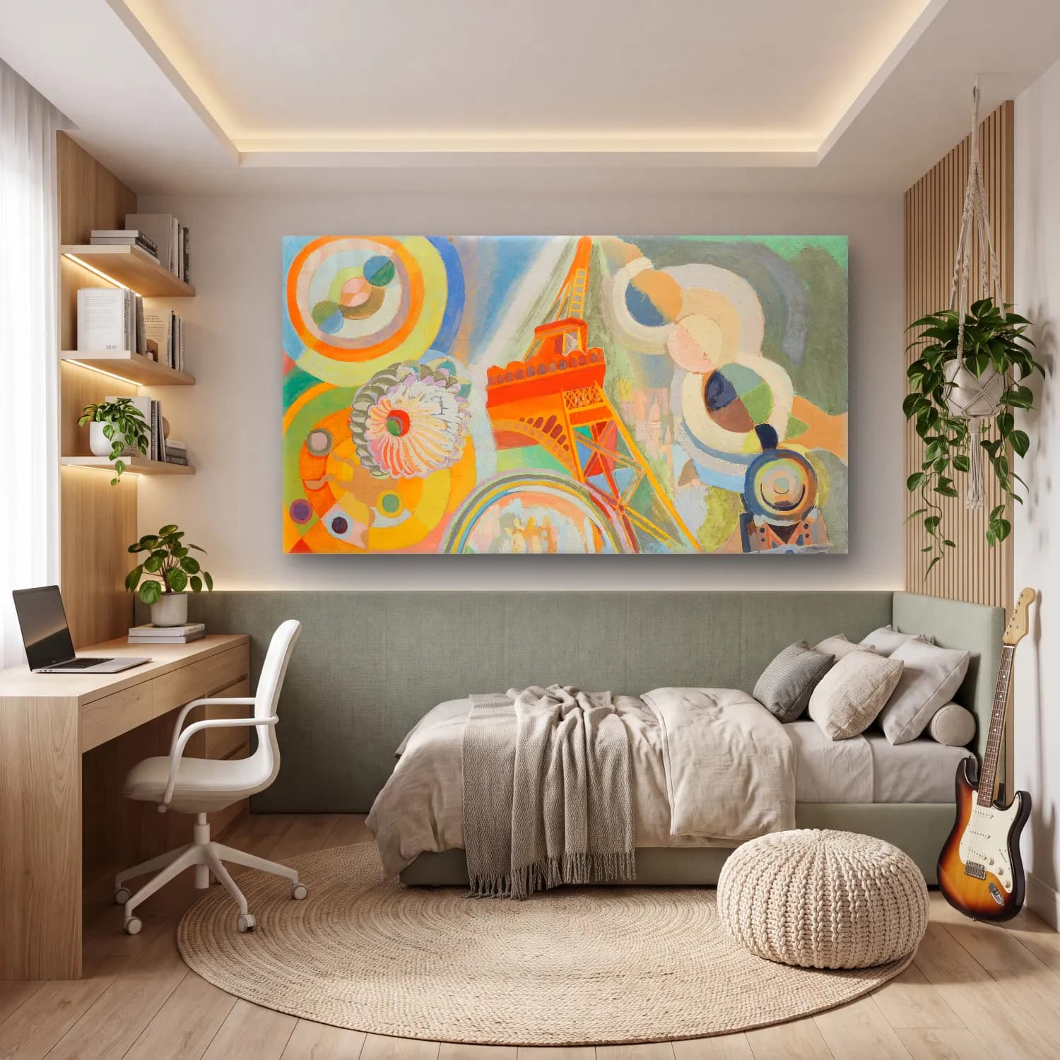 Robert Delaunay – Étude pour ‘Air, fer et eau’ – Pastel Tonlar cam tablo — genç odasında