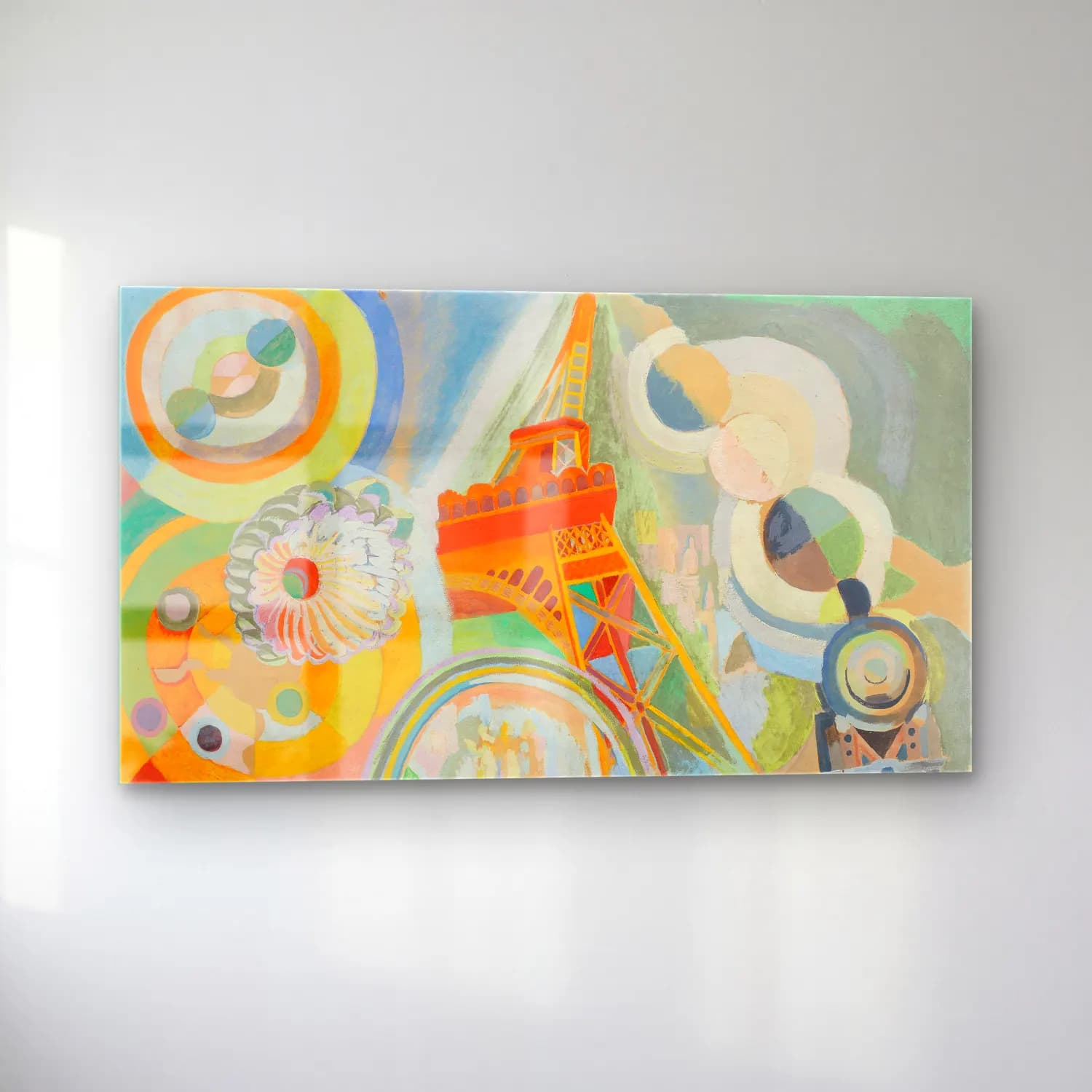 Robert Delaunay – Étude pour ‘Air, fer et eau’ – Pastel Tonlar cam tablo — sol açıdan görünüm