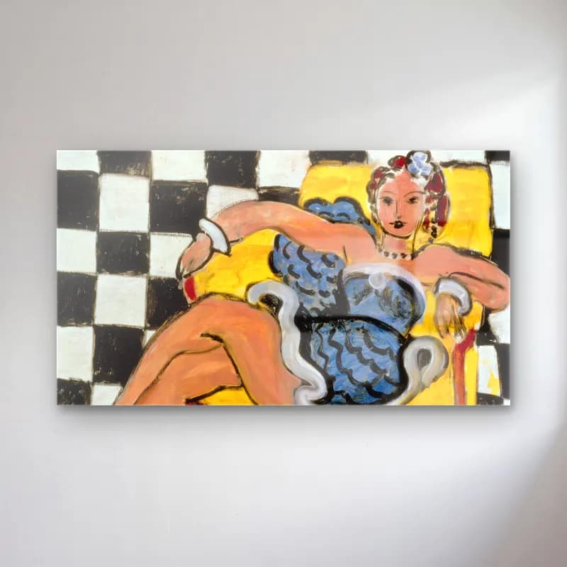 Henri Matisse – L07007-15-lr cam tablo — Henri Matisse – L07007-15-lr — empresyonist elbiseli kadın