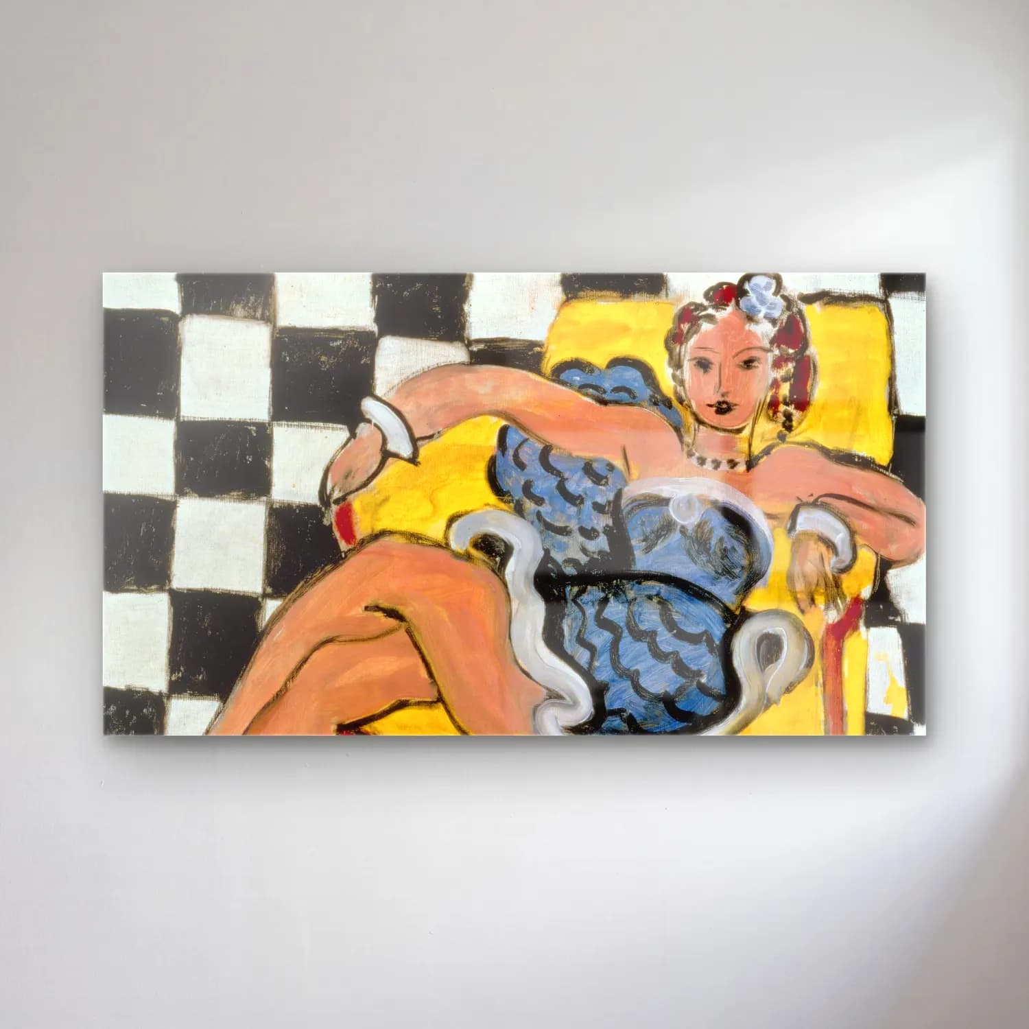 Henri Matisse – L07007-15-lr cam tablo — Henri Matisse – L07007-15-lr — empresyonist elbiseli kadın