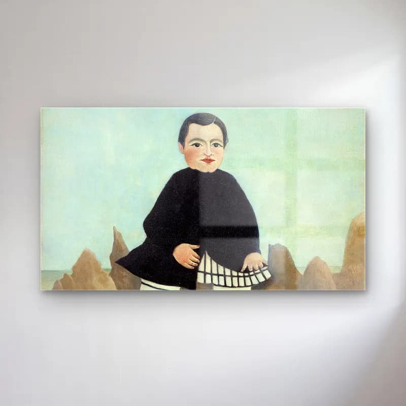 Henri Rousseau – Boy on the Rocks cam tablo — Henri Rousseau – Boy on the Rocks — siyah beyaz erkek portresi