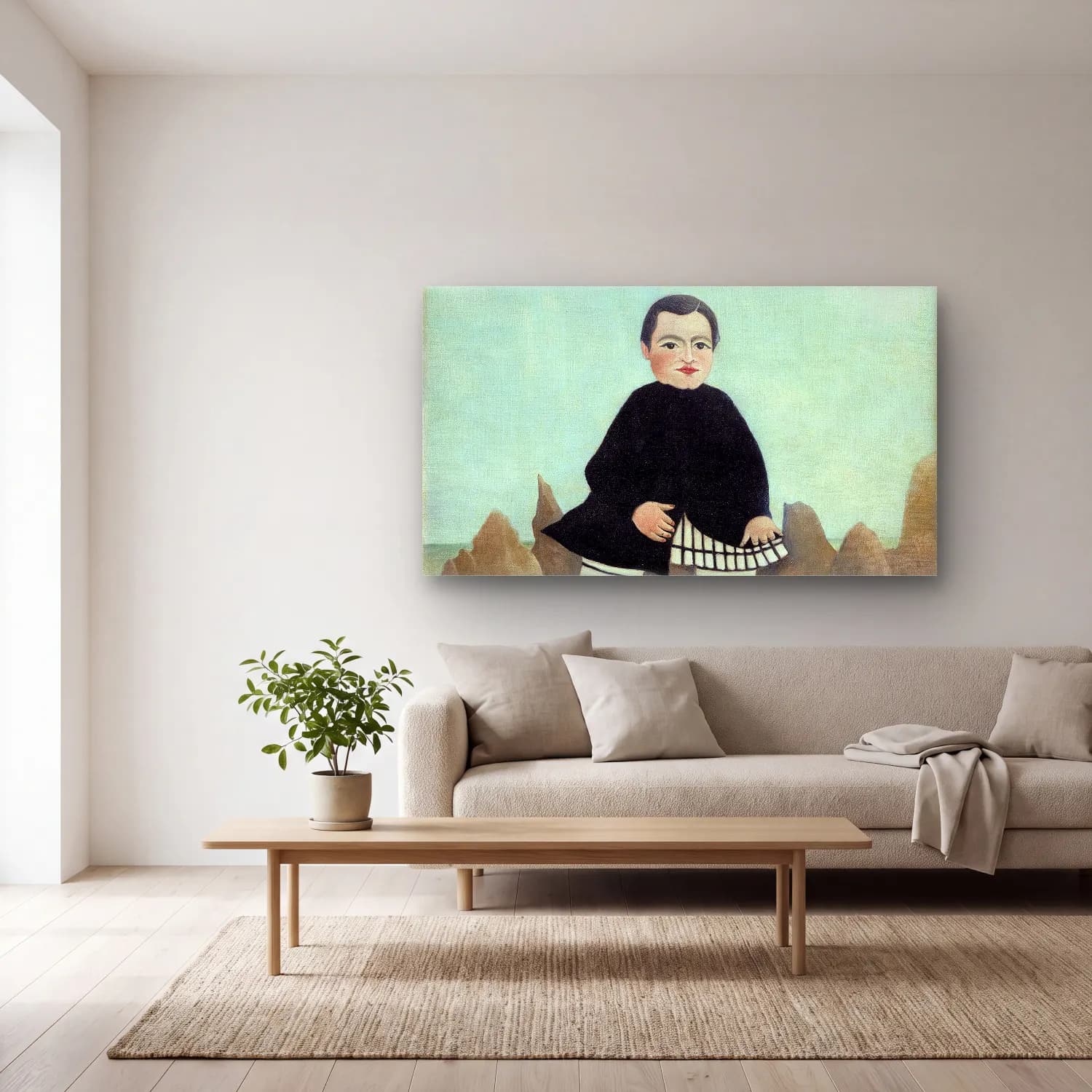 Henri Rousseau – Boy on the Rocks cam tablo — açık renk salonda