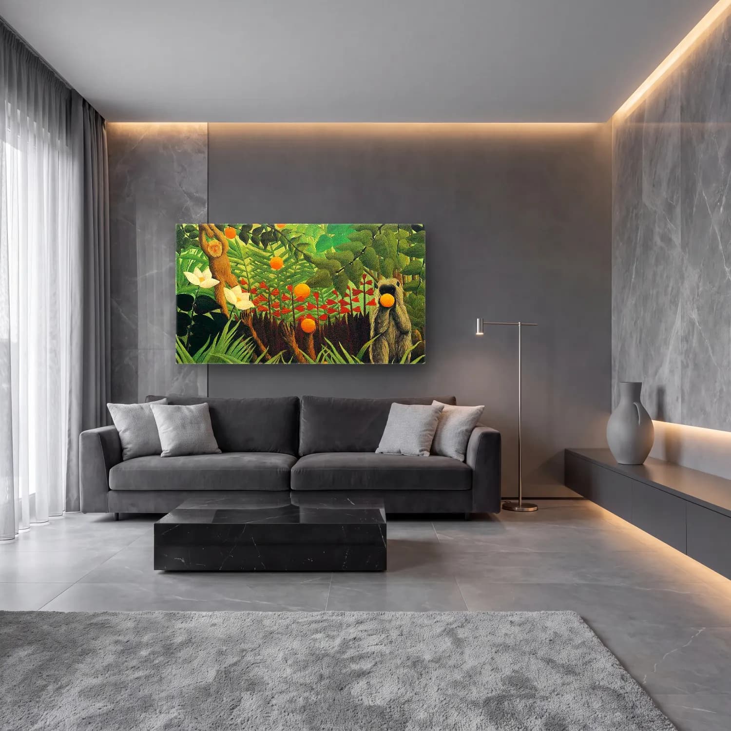 Henri Rousseau – Monkeys in the Jungle cam tablo — lüks salon duvarında