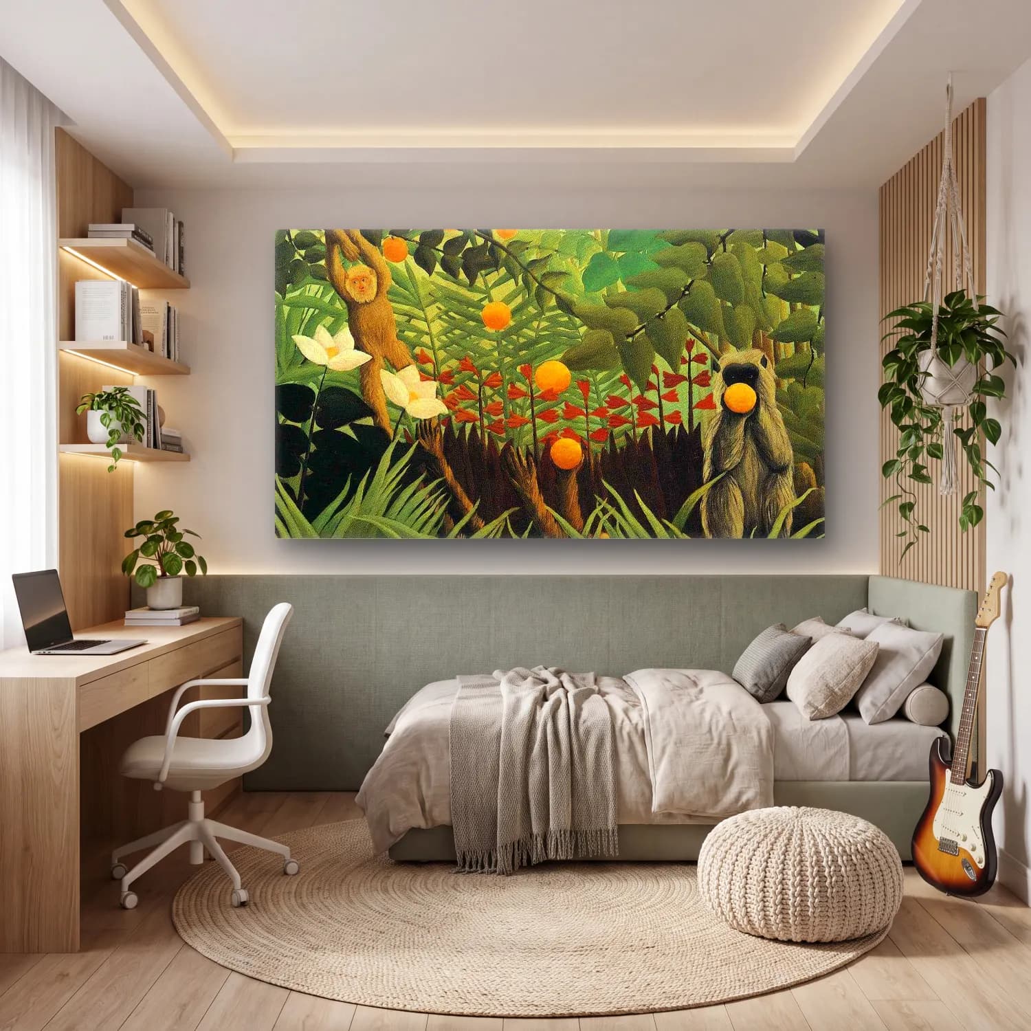 Henri Rousseau – Monkeys in the Jungle cam tablo — genç odasında