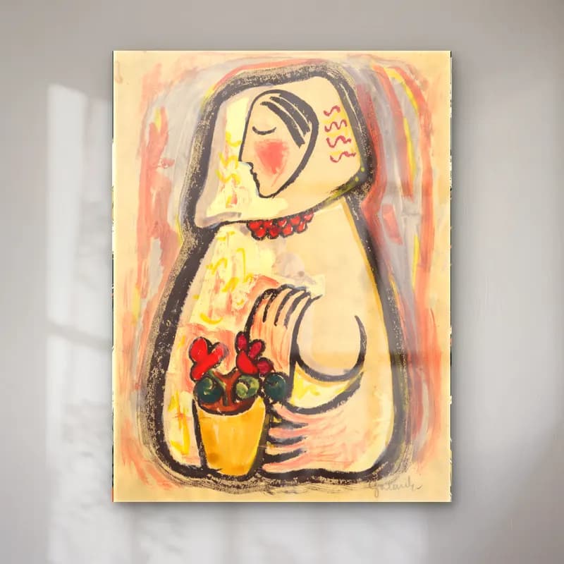 Boho Elbiseli Kadın – Pastel Tonlar cam tablo — Boho Elbiseli Kadın – Pastel Tonlar — boho elbiseli kadın