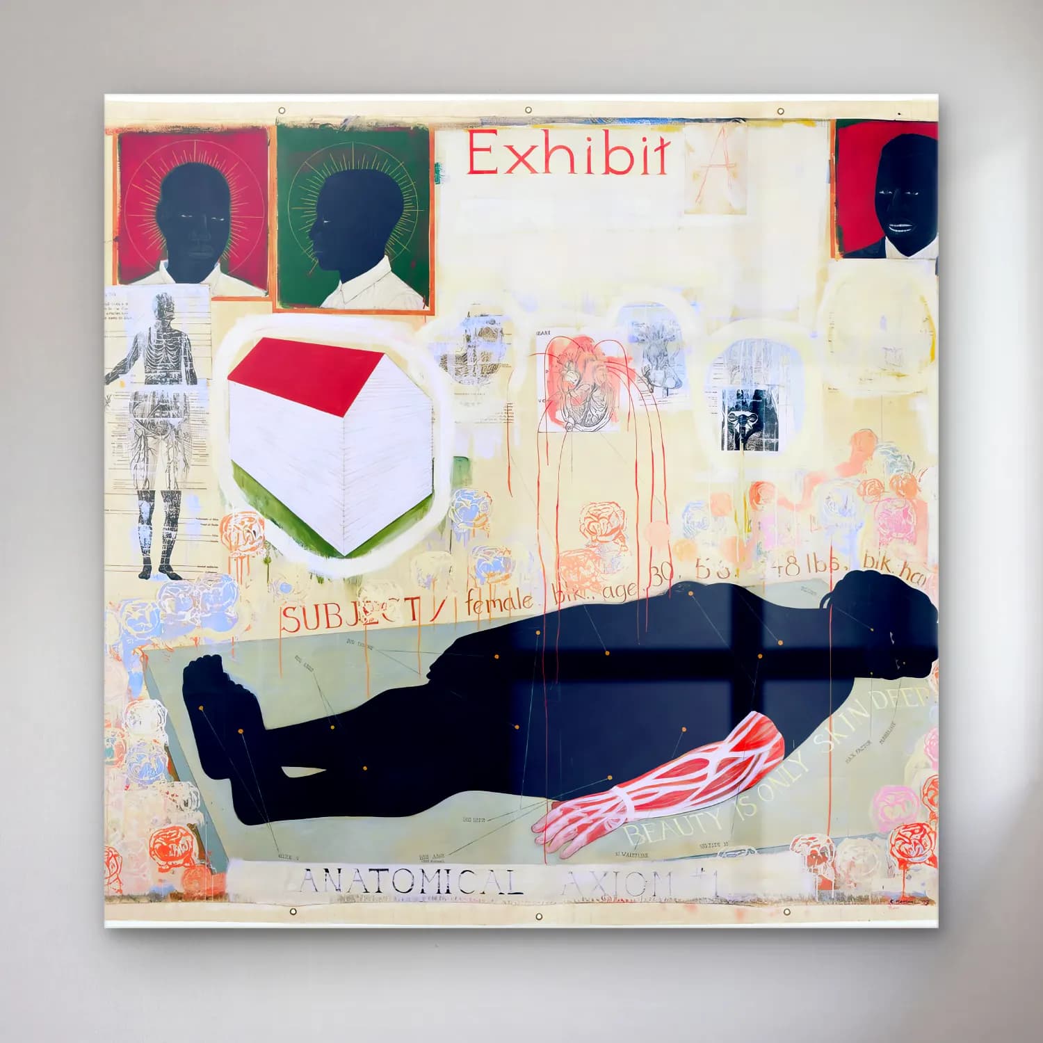 Kerry James Marshall – Erkek Portresi – Siyah Beyaz Tonlar cam tablo — Kerry James Marshall – Erkek Portresi – Siyah Beyaz Tonlar — modern soyut erkek portresi