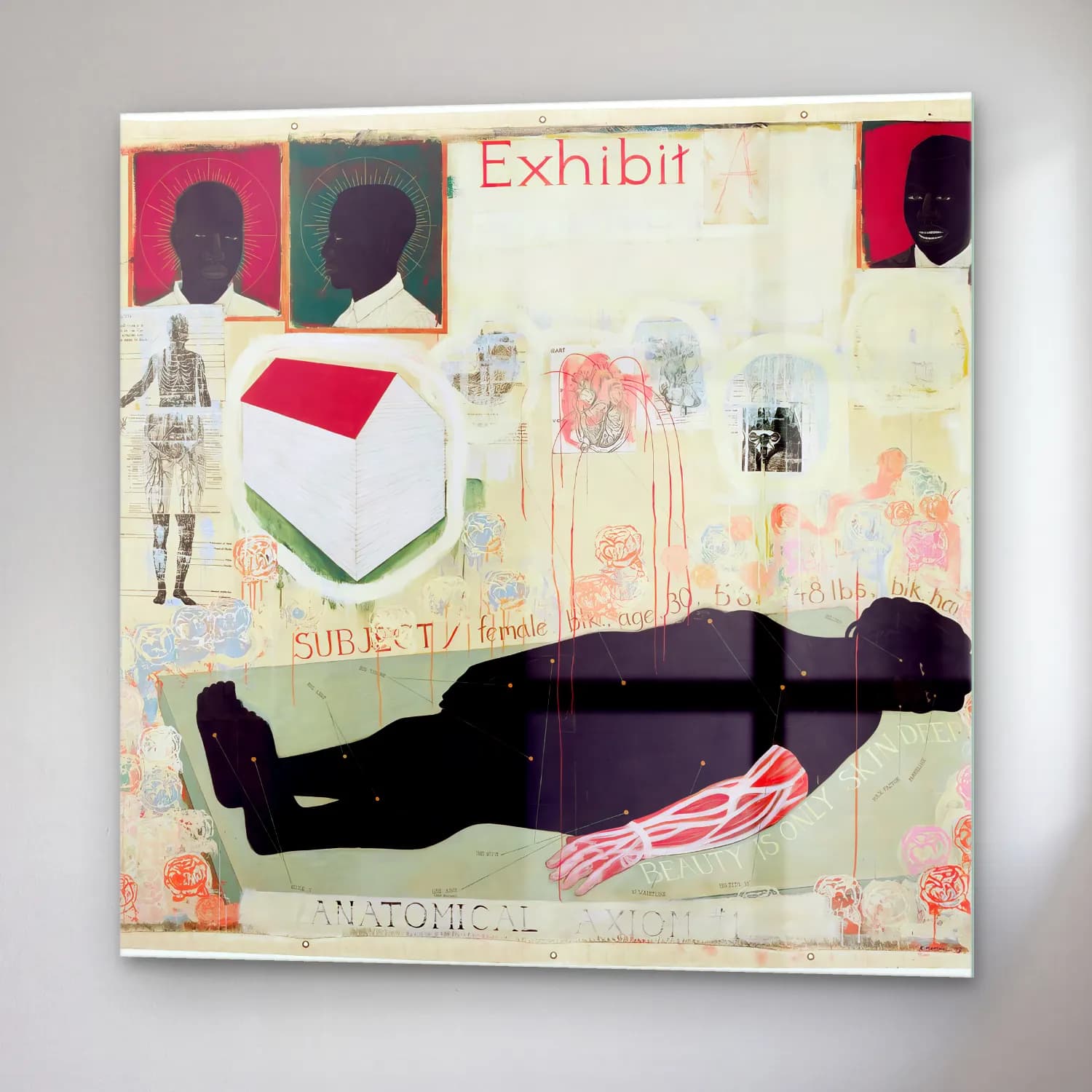 Kerry James Marshall – Erkek Portresi – Siyah Beyaz Tonlar cam tablo — sağ açıdan görünüm