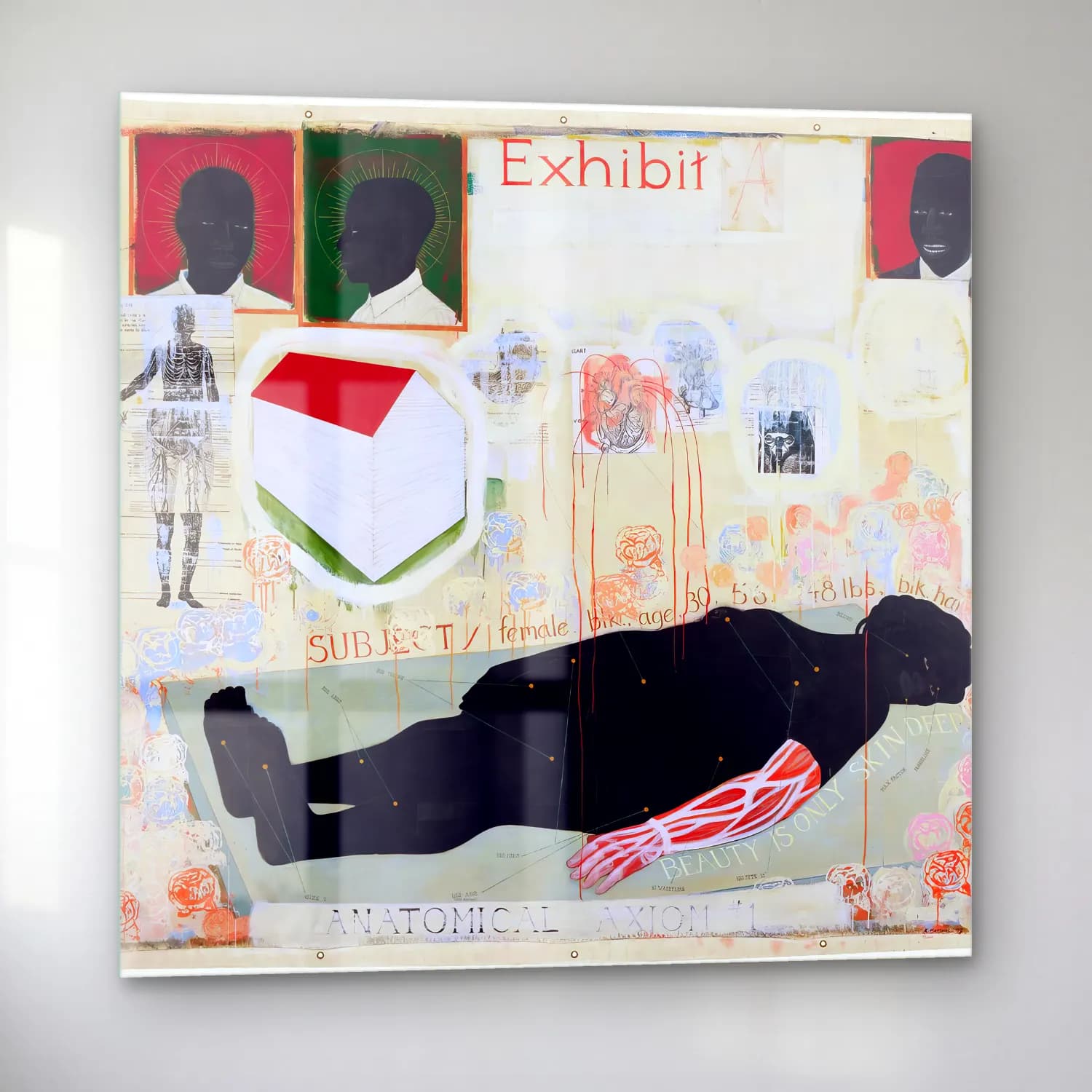 Kerry James Marshall – Erkek Portresi – Siyah Beyaz Tonlar cam tablo — sol açıdan görünüm